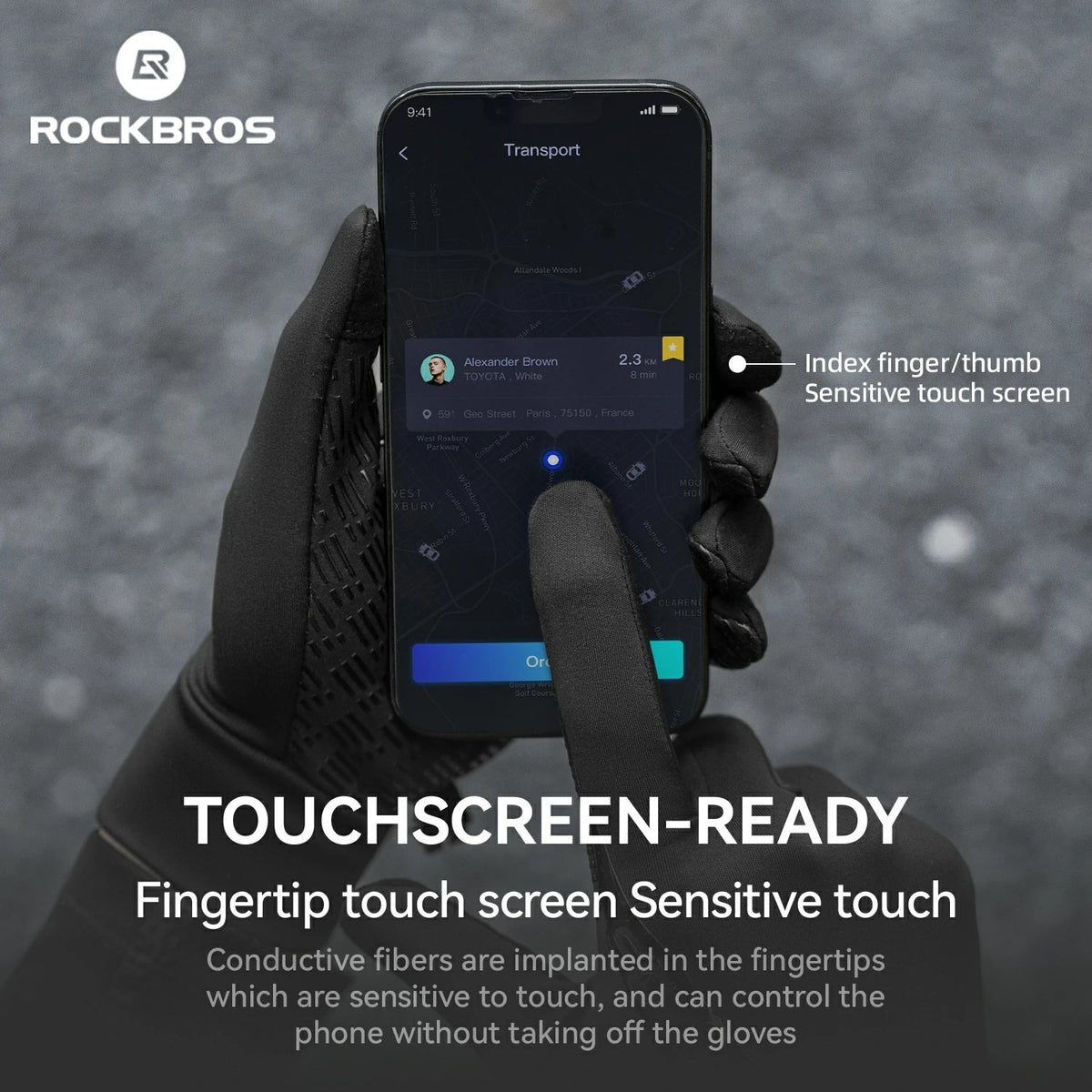 ROCKBROS Graphene talvipyöräilyhanskat 5°C–15°C