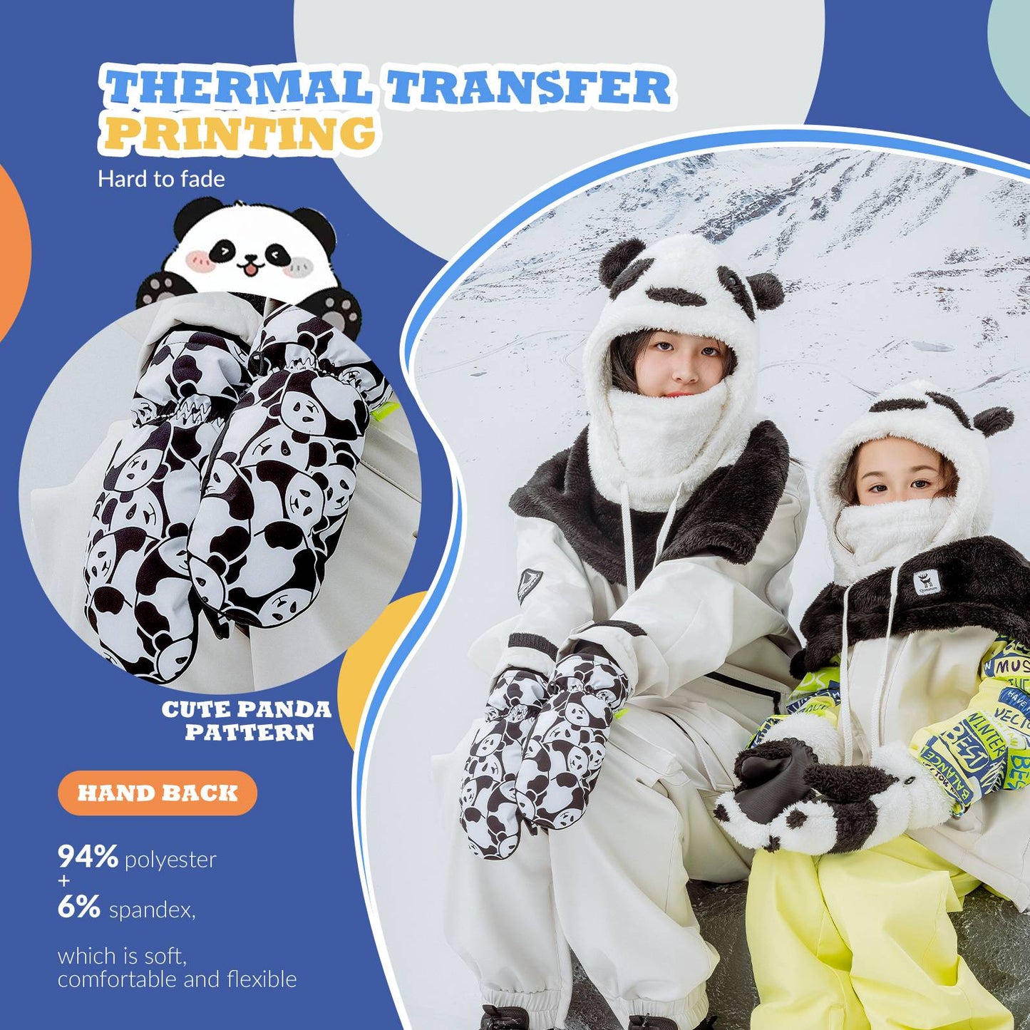 Lasten käsineet tuulenpitävät, vedenpitävät ja lämpimät lumeen ja hiihtoon Quanture