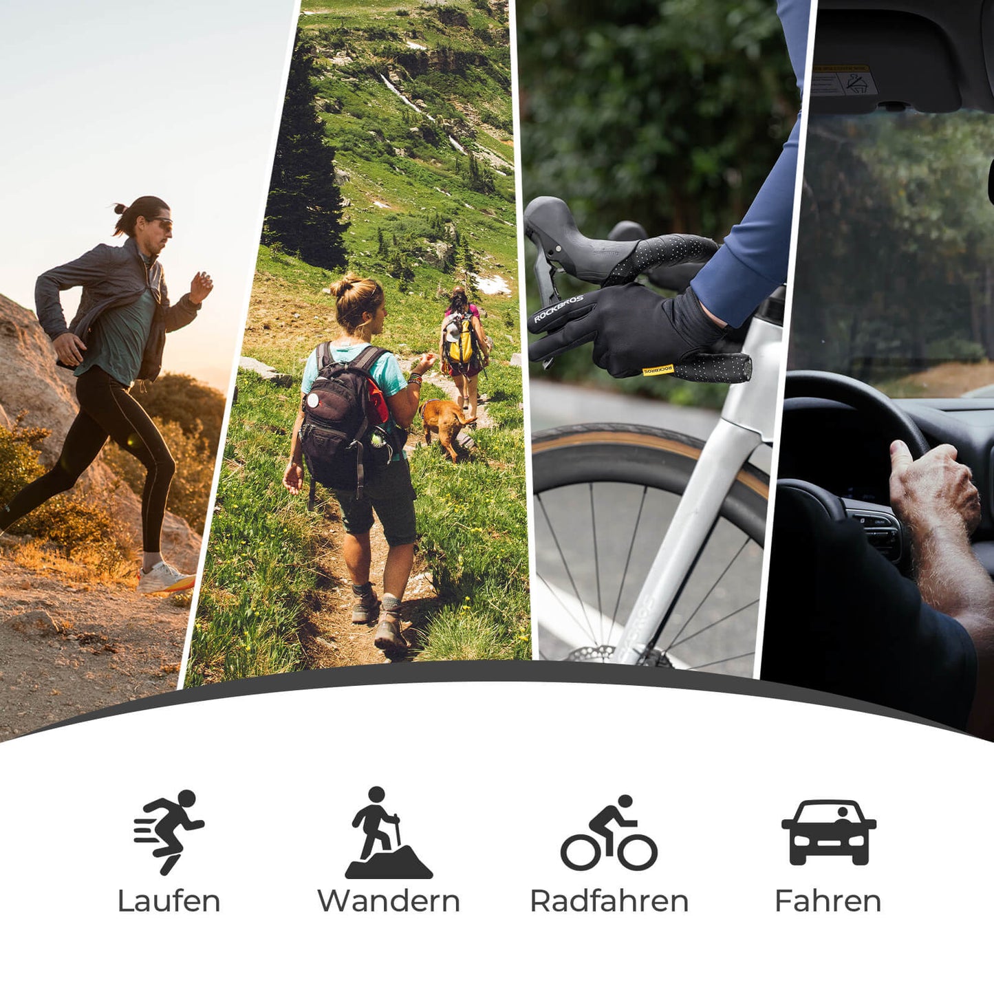 ROCKBROS kosketusnäytöllä yhteensopivat pyöräilykäsineet SBR-pehmusteella