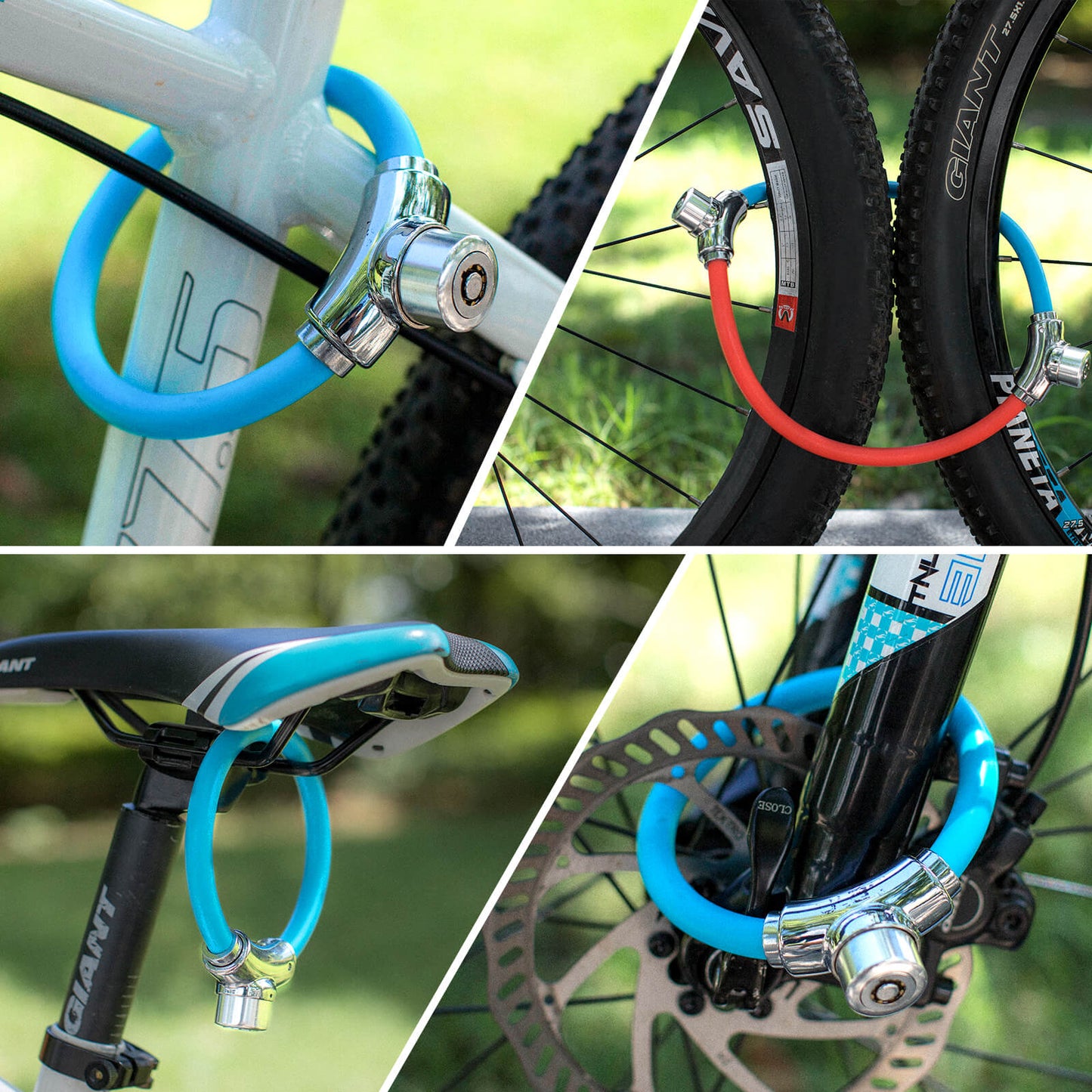 Polkupyörän lukkovaijerilukko tarranauhakiinnityksellä, avainta ei tarvita, ROCKBROS