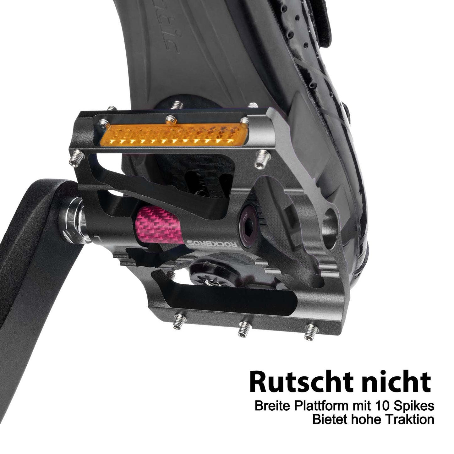 Alumiiniset polkupyörän polkimet 9/16 tuumaa kahdella PVC-heijastimella ROCKBROS