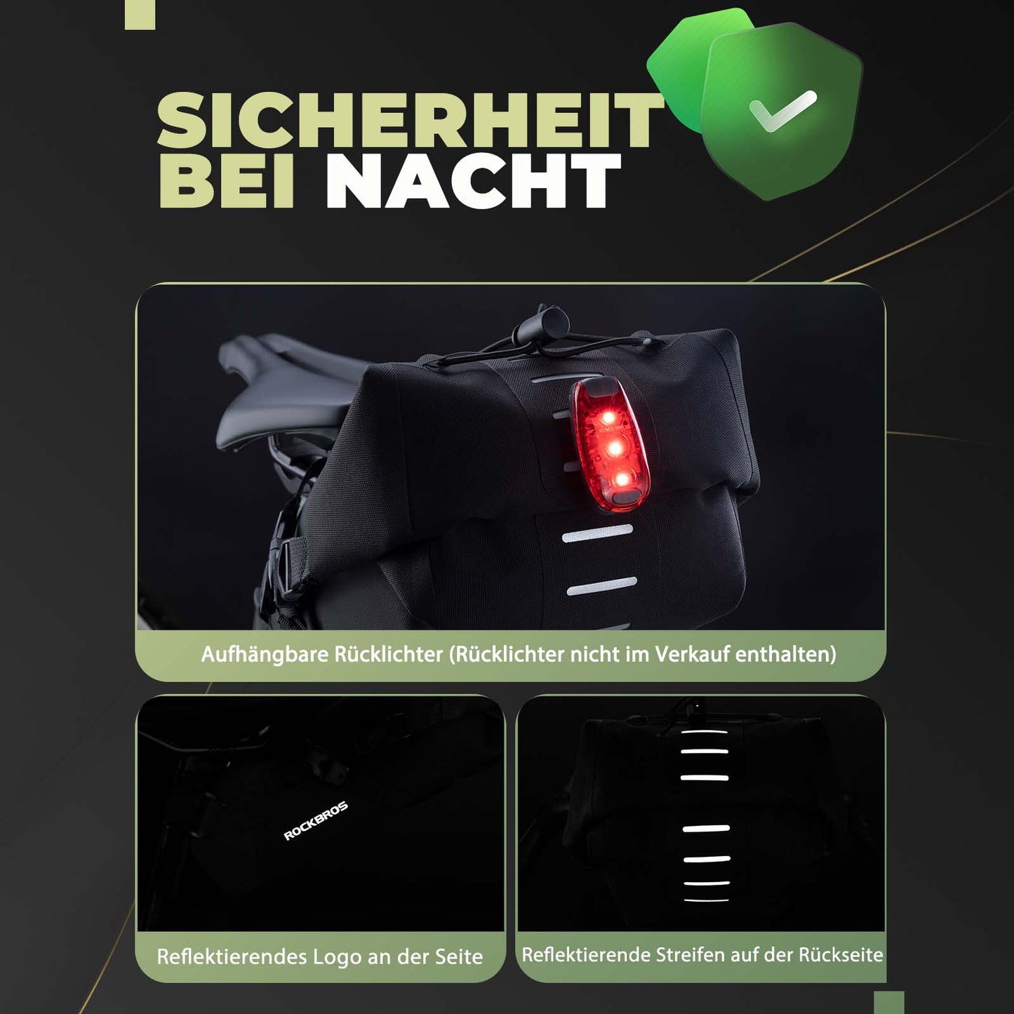 Bikepacking-satulalaukku 3 litraa, 100 % vedenpitävää TPU-kangasta, ROCKBROS