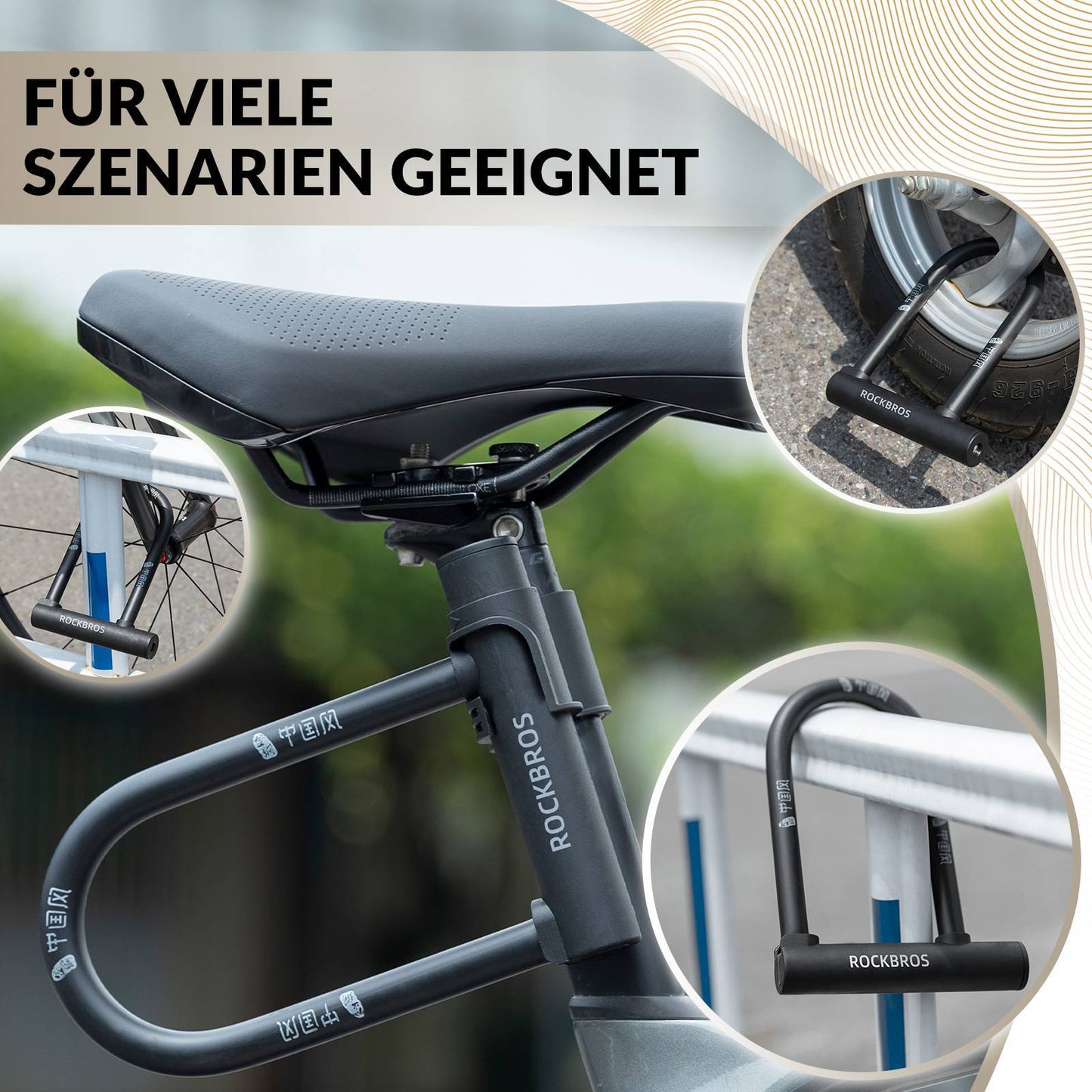 U-lukko polkupyörän lukko, erittäin turvalliset lukot, vedenpitävät ROCKBROS