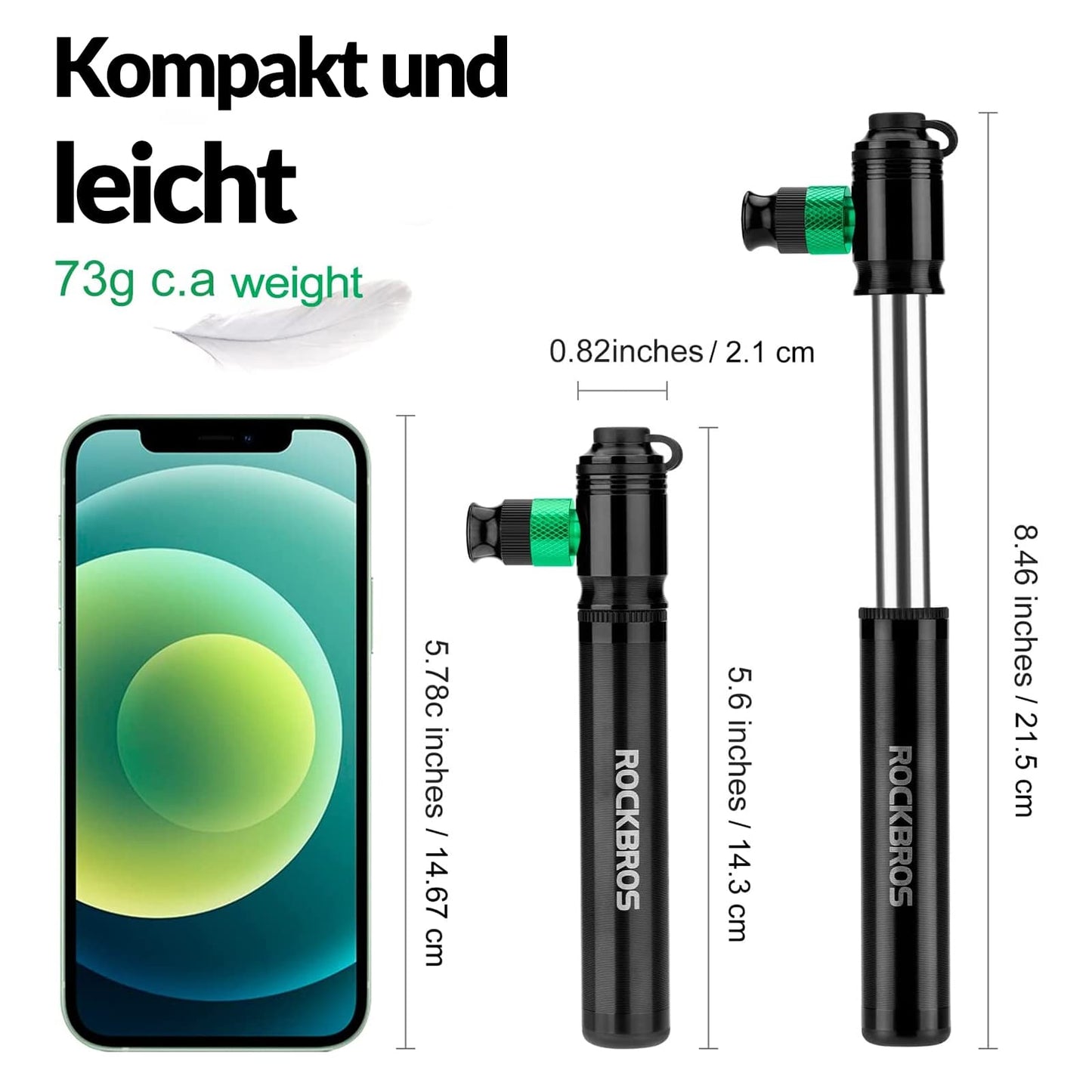 CO2 polkupyörän pumppu 110 PSI alumiininen minipumppu musta ROCKBROS