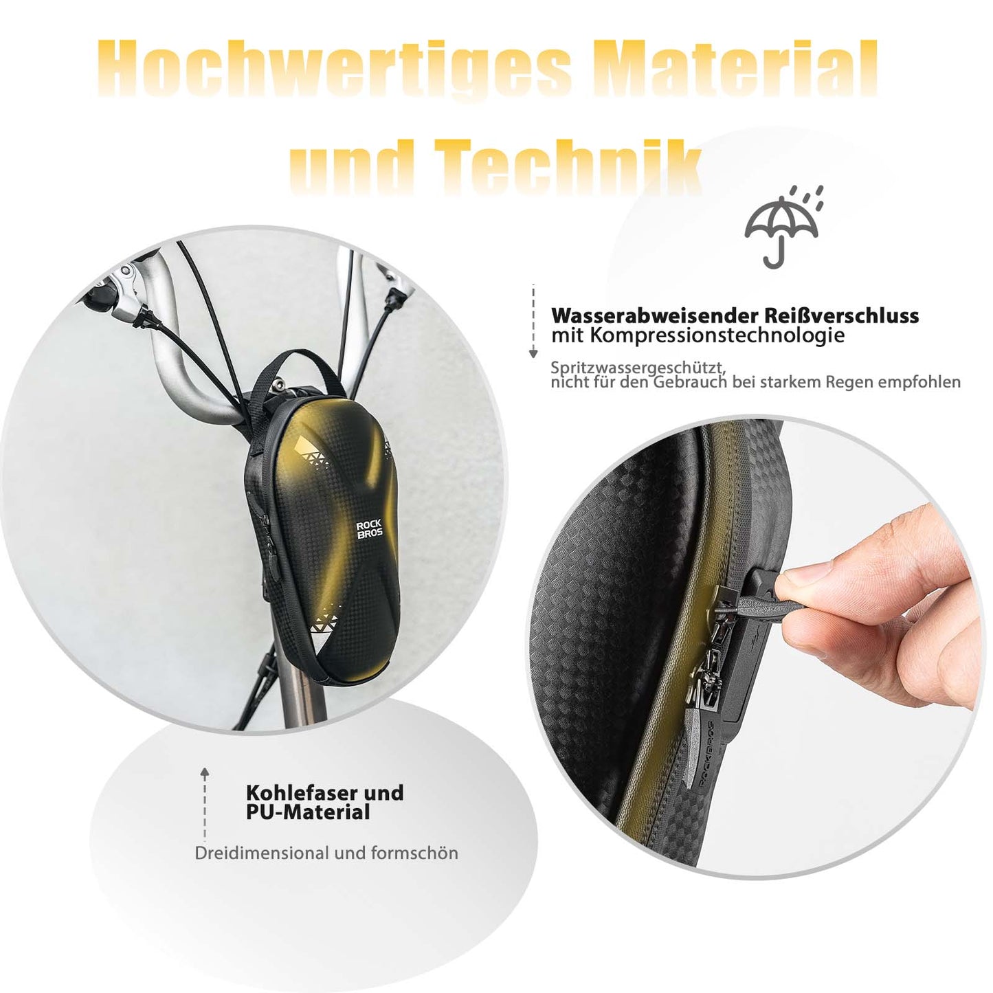 Sähköpotkulaudan ohjaustankolaukku, vedenpitävä etulaukku USB-porteilla, ROCKBROS