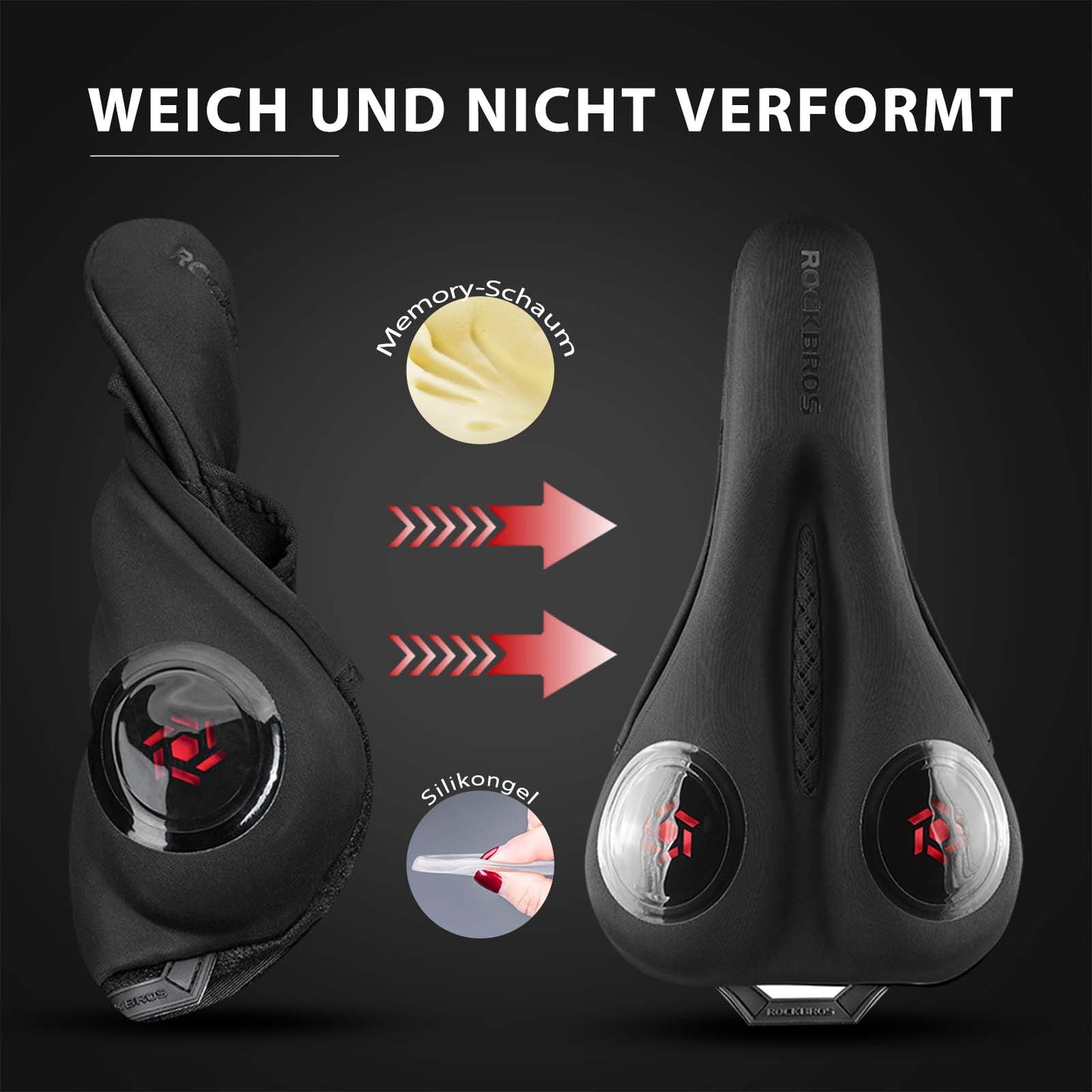 Polkupyörän satulansuoja geelisatulasuoja musta ROCKBROS