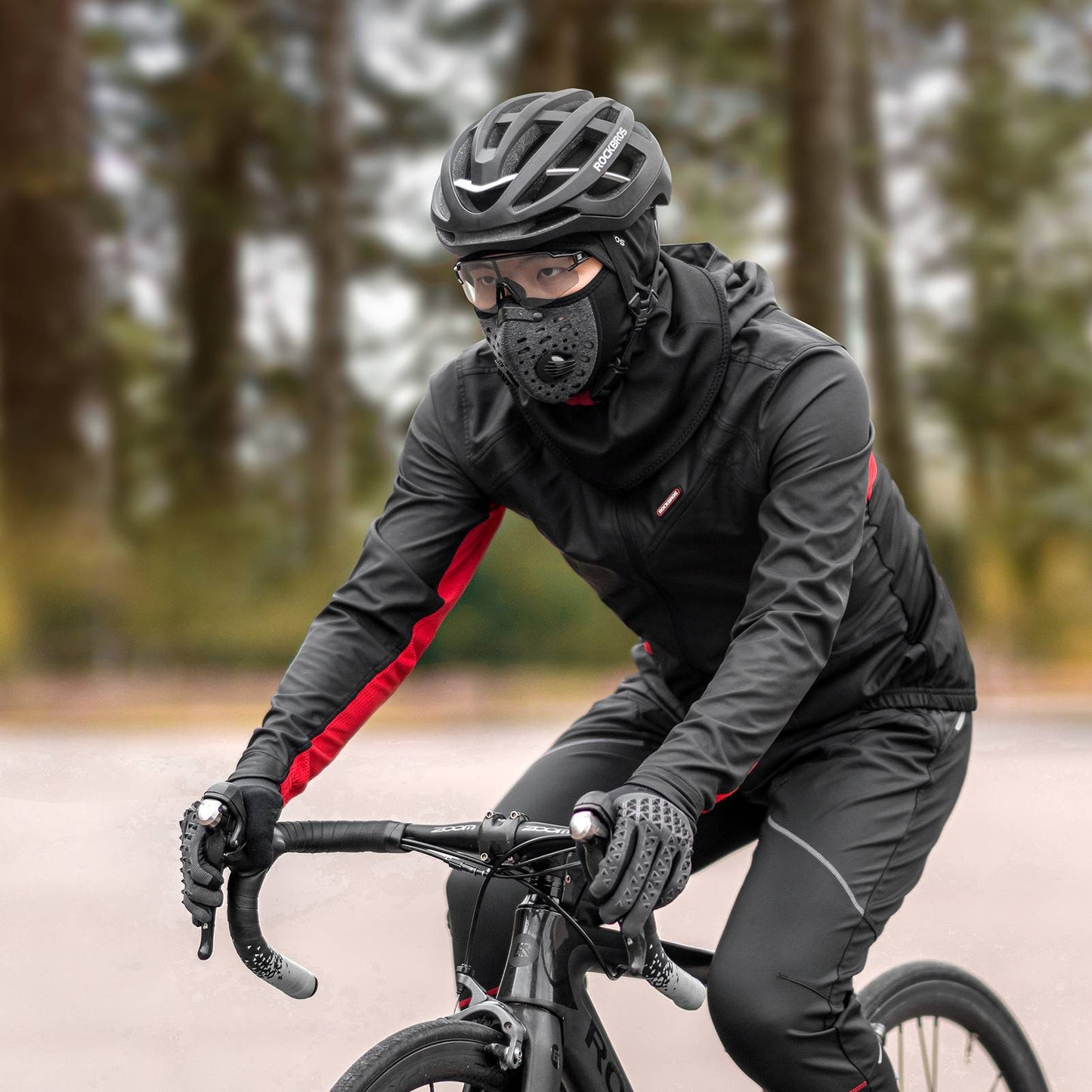 Miesten tuulenpitävä softshell-pyöräilytakki talvella, musta, ROCKBROS