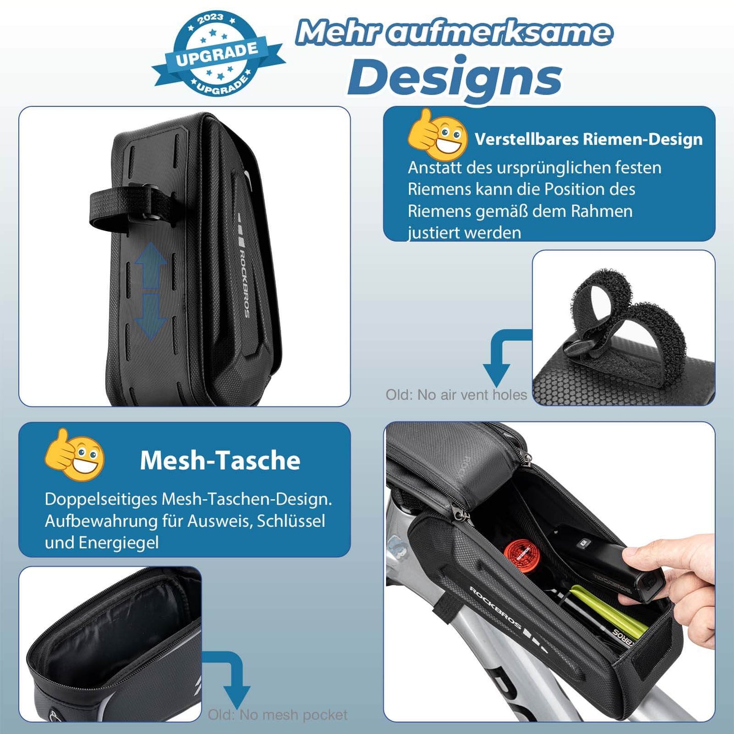 Vedenpitävä polkupyörälaukku, kännykkäkotelo 6,8 tuuman kosketusnäytöllisille älypuhelimille, ROCKBROS