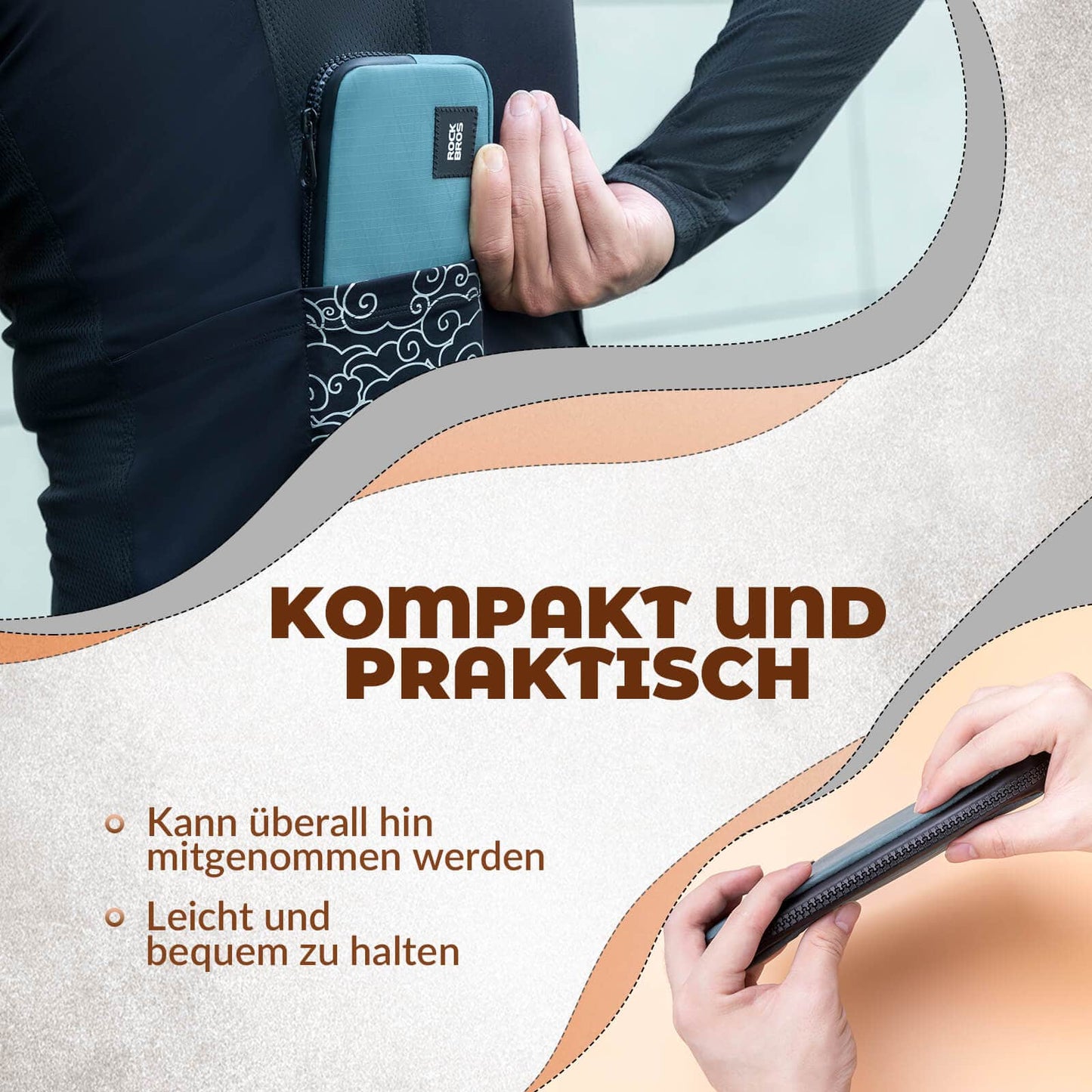 Lompakko, käsilaukku, kolikkokukkaro, puhelinkotelo luottokorteille ja avaimille, ROCKBROS