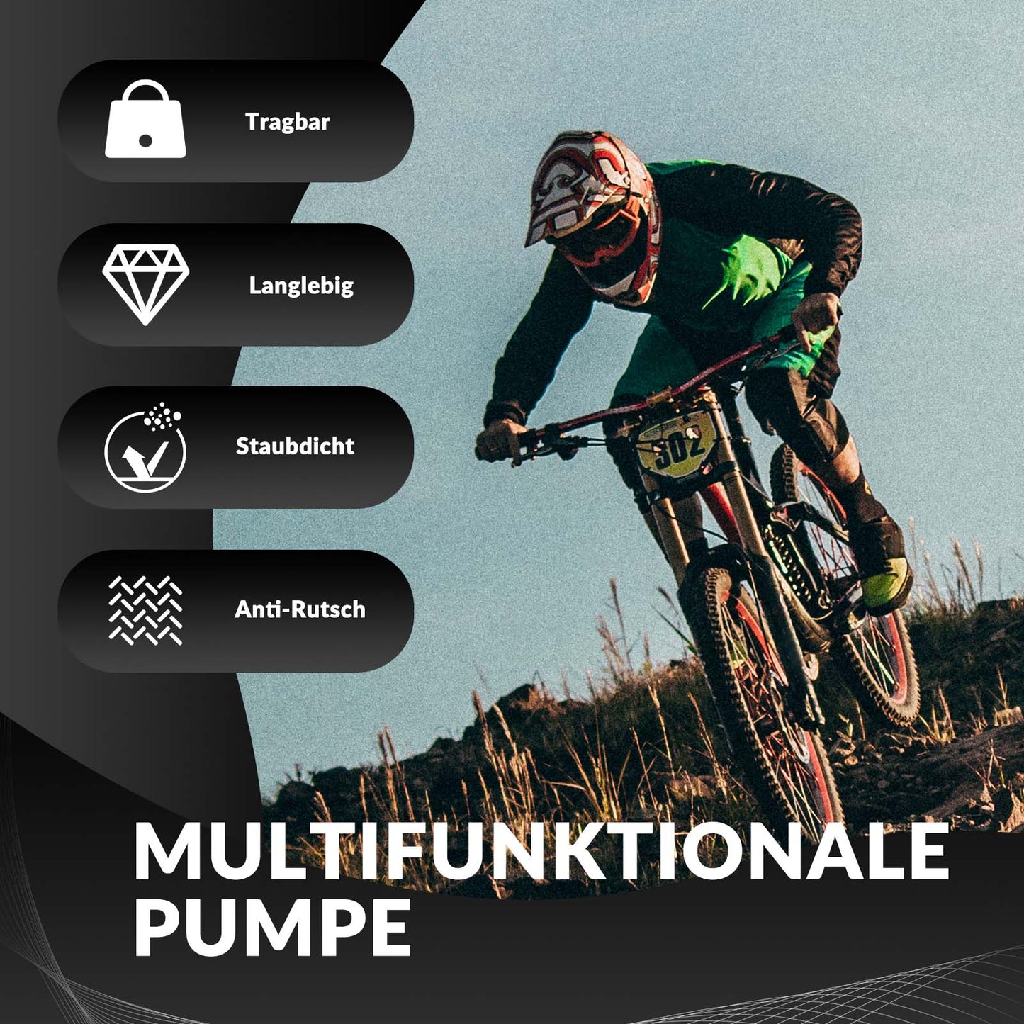 ROCKBROS alumiininen käsipumppu Schrader- ja Presta-venttiileille