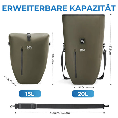 ROCKBROS 15L-20L Polkupyörän tavaratukilaukku 3-in-1