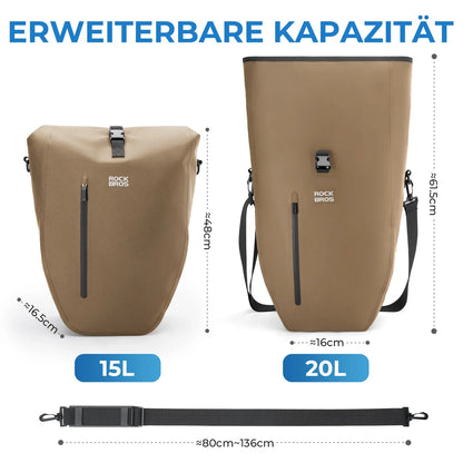 ROCKBROS 15L-20L Polkupyörän tavaratukilaukku 3-in-1