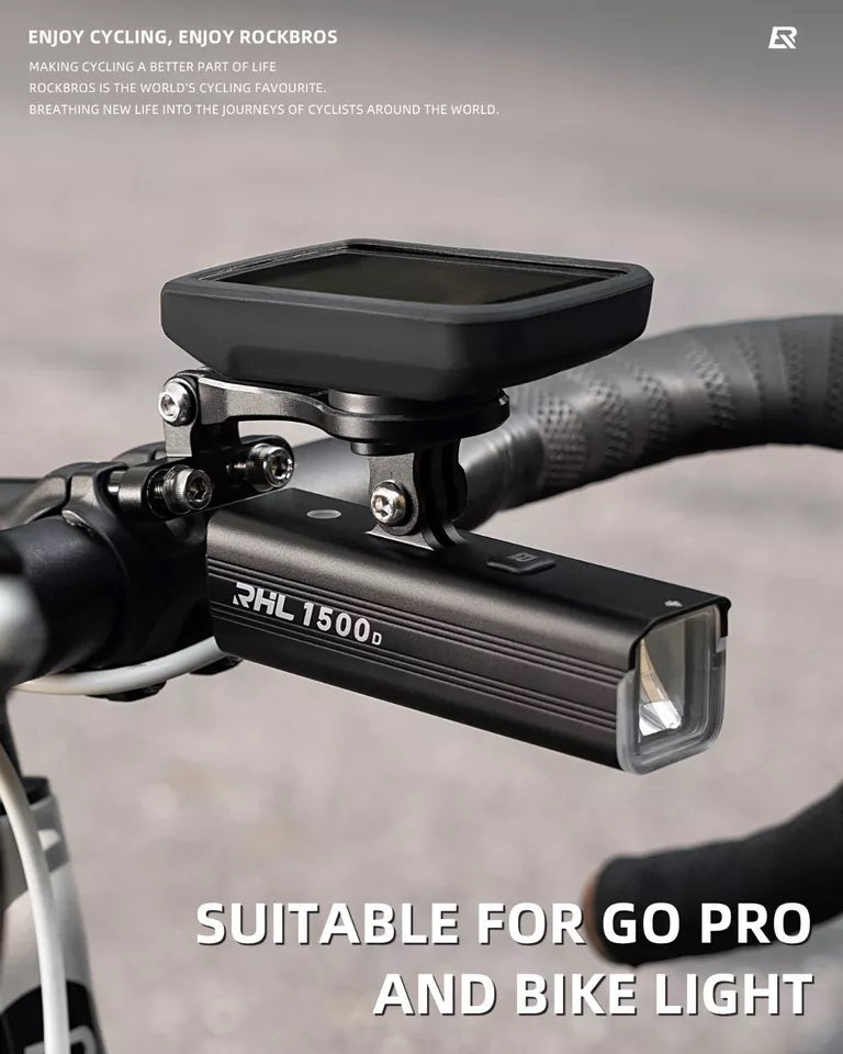 ROCKBROS polkupyörätietokoneteline Garmin Bryton Wahoo GPS-ohjaustangon pidikkeeseen, alumiinia