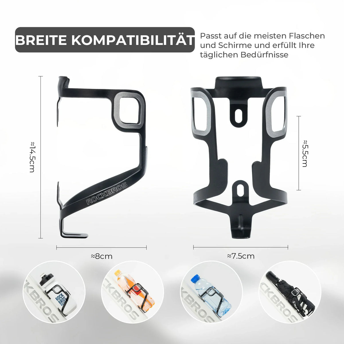 ROCKBROS Pyörän pulloteline alumiini 27g pulloille enintään 75 mm