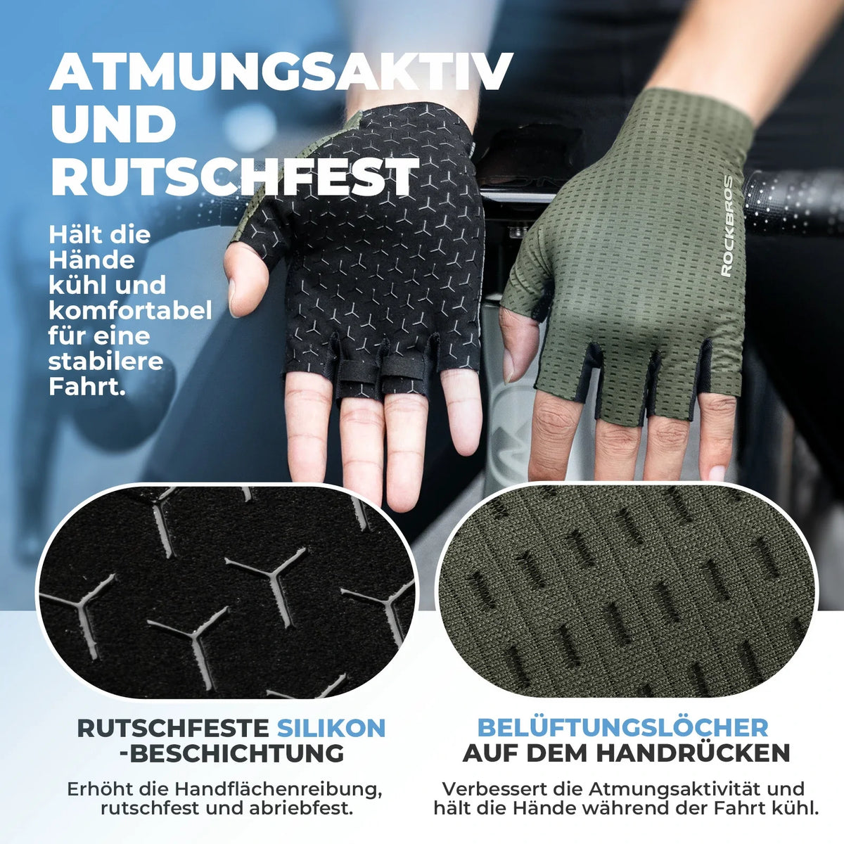 ROCKBROS pyöräilyhanskat kesä, liukumaton ja hengittävä