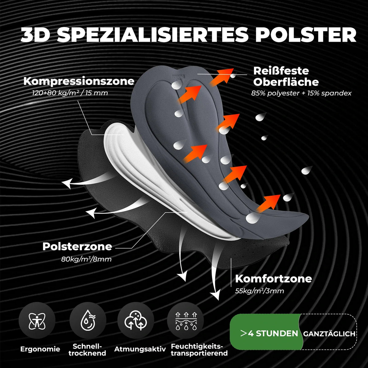 ROCKBROS pyöräilyhousut lyhyet miehet, topattu 3D-leikkaus pyöräilyhousut