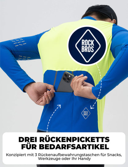 ROCKBROS pyöräilypaita pitkähihainen miehet talvi lämminen fleece pyöräilytrikoo hengittävä joustava 3 taskulla ja heijastava
