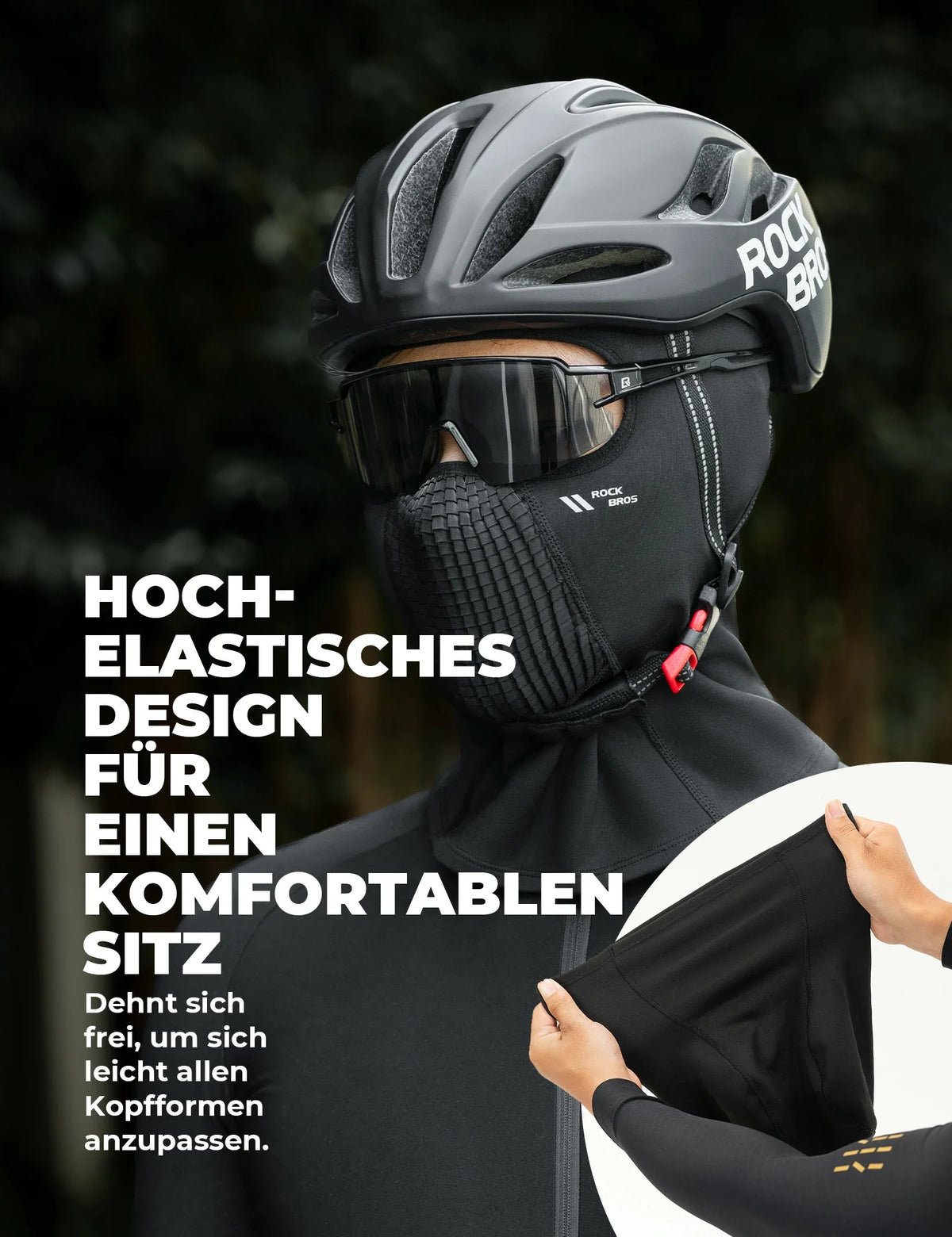 ROCKBROS Fleece-talvihuppu Hengittävä Balaclava Hiihtonaamio