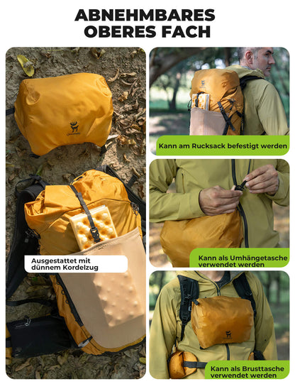 25 litran hengittävä vaellusreppu - irrotettavalla taskulla ja sivutaskulla Quantature