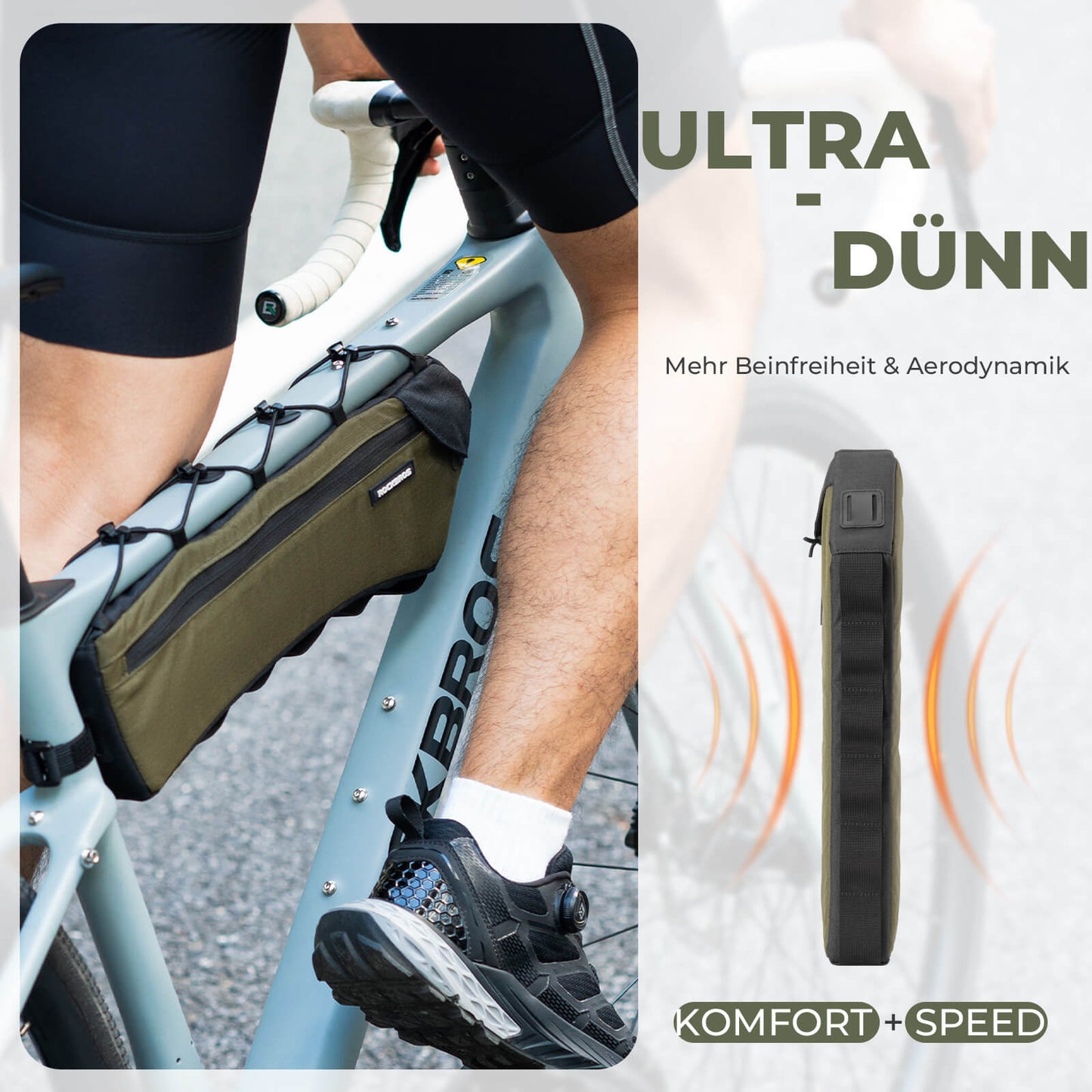 Polkupyörän runkolaukku, kolmiolaukku, 1,9 l, erittäin ohut ja nopea käyttö, ROCKBROS