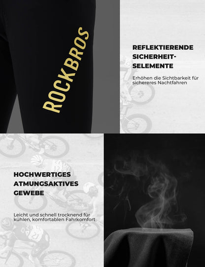 Pyöräilyhousut, pitkät pyöräilyhousut, pehmustetut, hengittävät, miesten, ROCKBROS