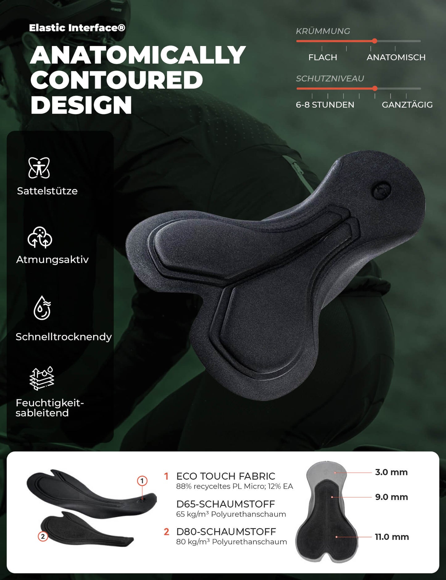 Pyöräilyhousut, pitkät pyöräilyhousut, pehmustetut, hengittävät, miesten, ROCKBROS