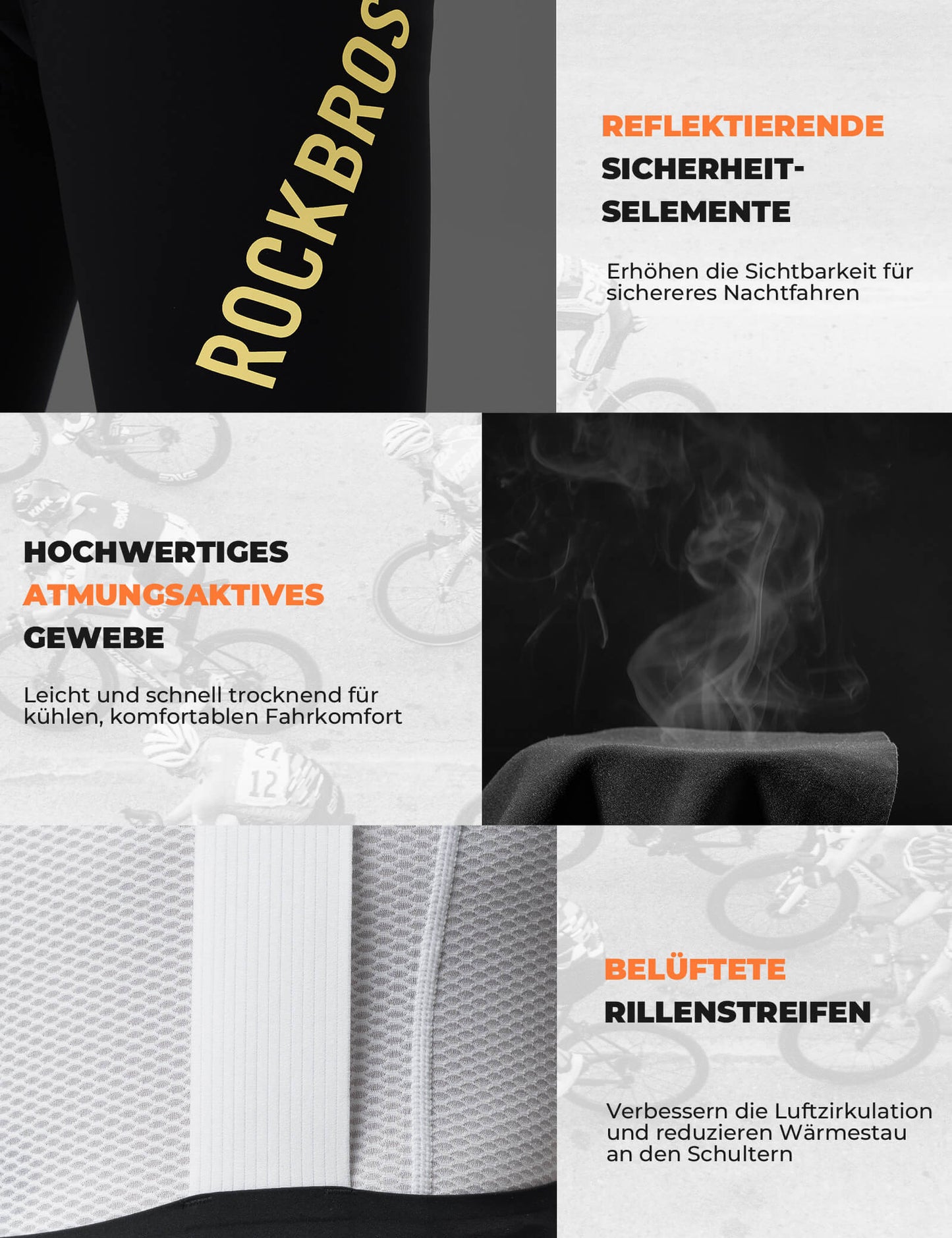 Miesten pitkät topatut pyöräilytrikoot ROCKBROS