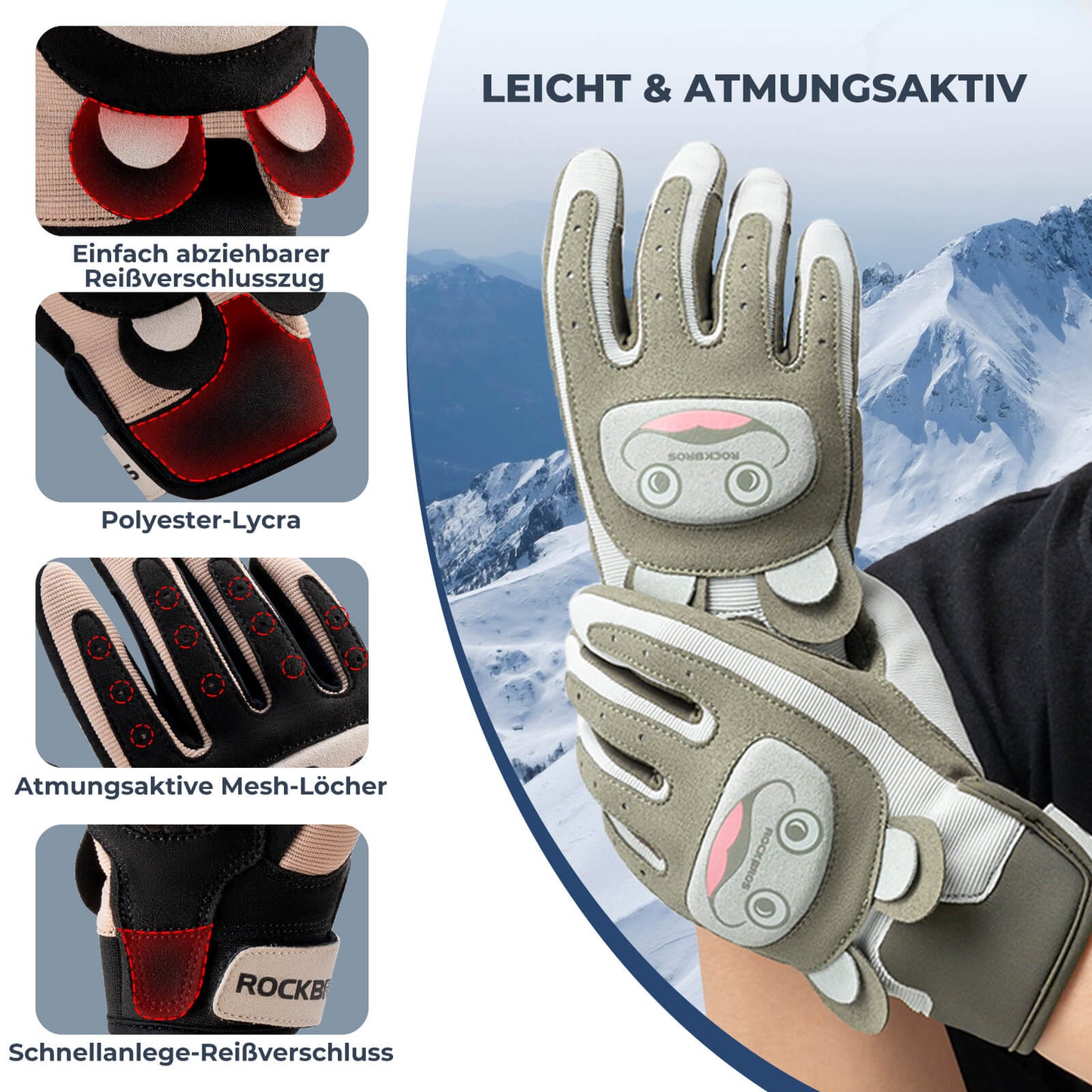 Lasten pyöräilykäsineet hengittävät ja liukumattomat SBR-suojauksella ROCKBROS