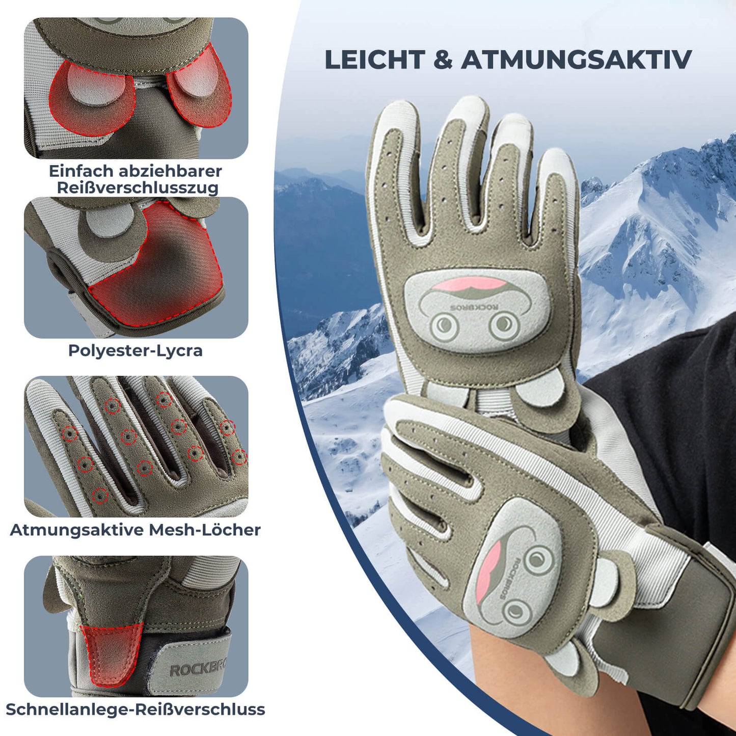 Lasten pyöräilykäsineet hengittävät ja liukumattomat SBR-suojauksella ROCKBROS