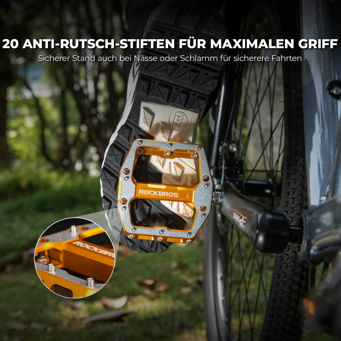 Polkimet liukuesteillä - Leveä lava ja kromi-molybdeenista valmistettu akseli ROCKBROS