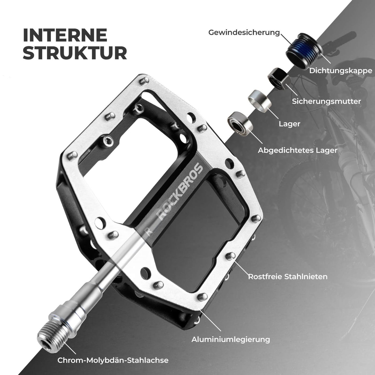 Polkimet liukuesteillä - Leveä lava ja kromi-molybdeenista valmistettu akseli ROCKBROS