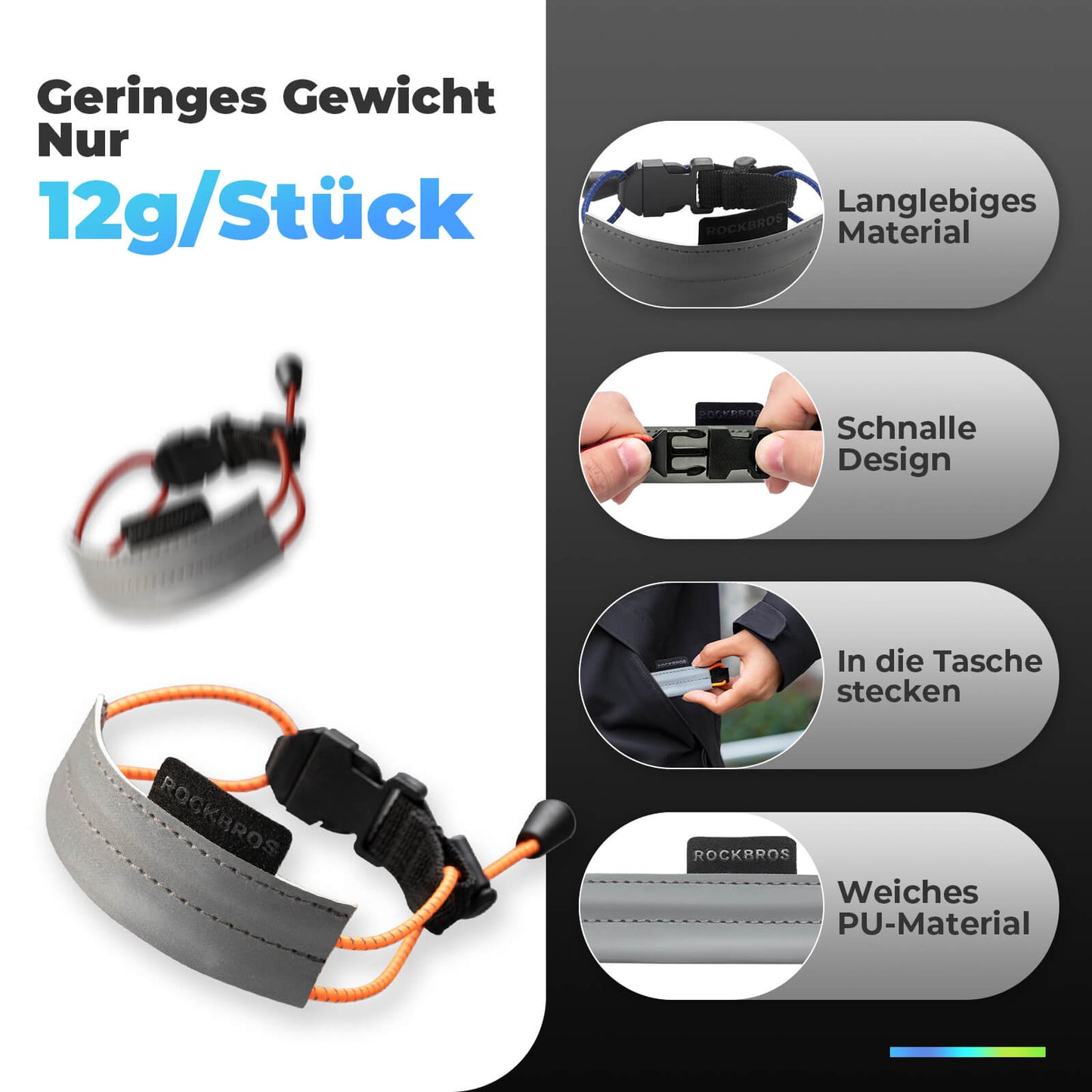 Heijastava vyötärönauha pyöräilyyn, heijastinnauha ROCKBROS