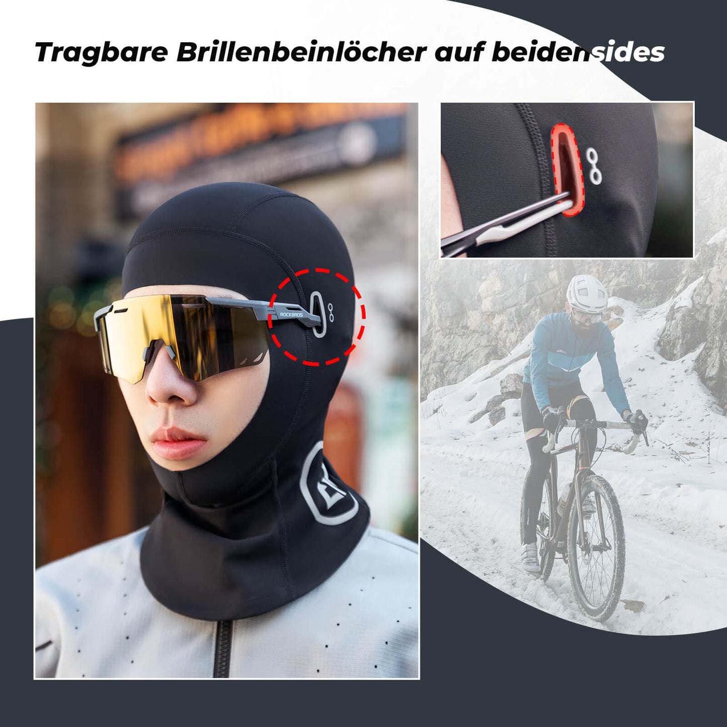 Hengittävä moottoripyöräkypärän huppu ja balaclava pyöräilyyn ja hiihtoon, unisex, ROCKBROS