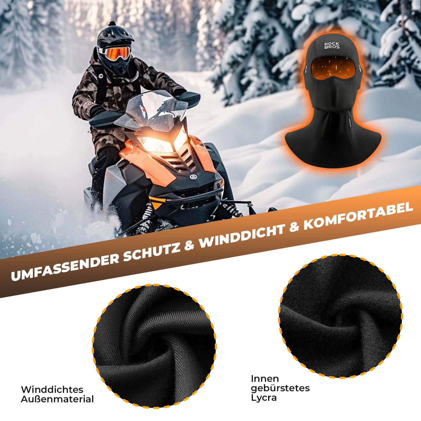 Balaklava, tuulenpitävä kasvosuojus pyöräilyyn, unisex, ROCKBROS