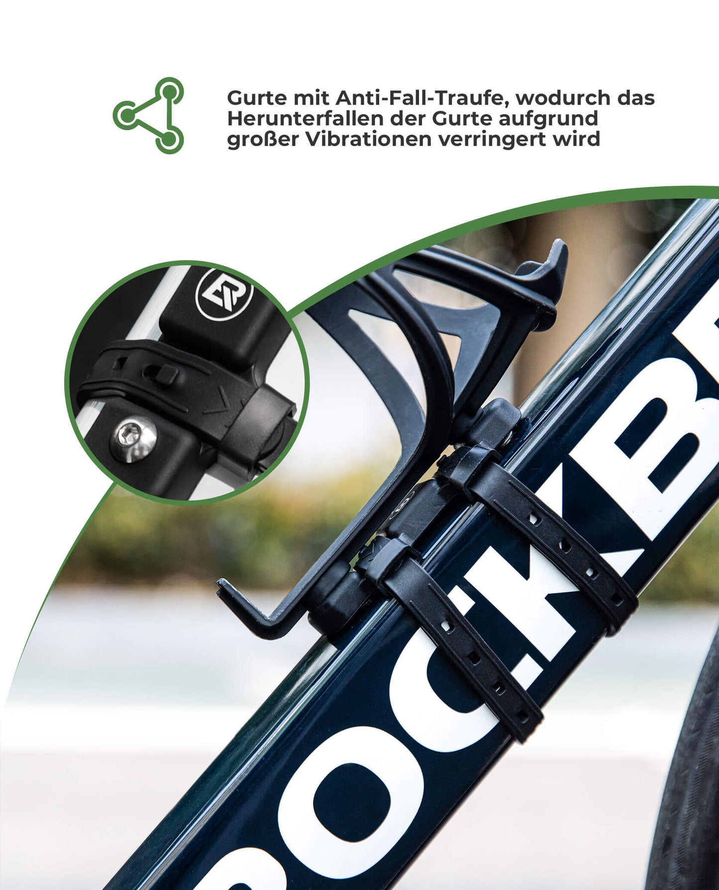 Yleismallinen pulloteline polkupyörille. Ei vaadi poraamista. Pohja muuntamista varten. ROCKBROS