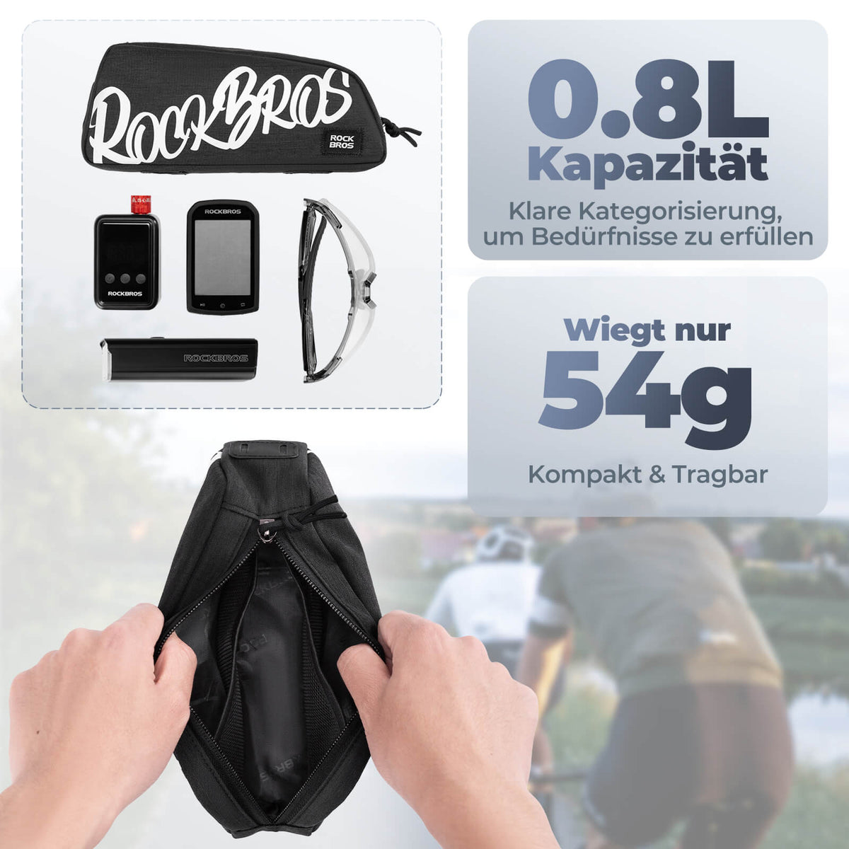 ROCKBROS Yläputken laukku runkolaukku 0,8L - SketchRide Series
