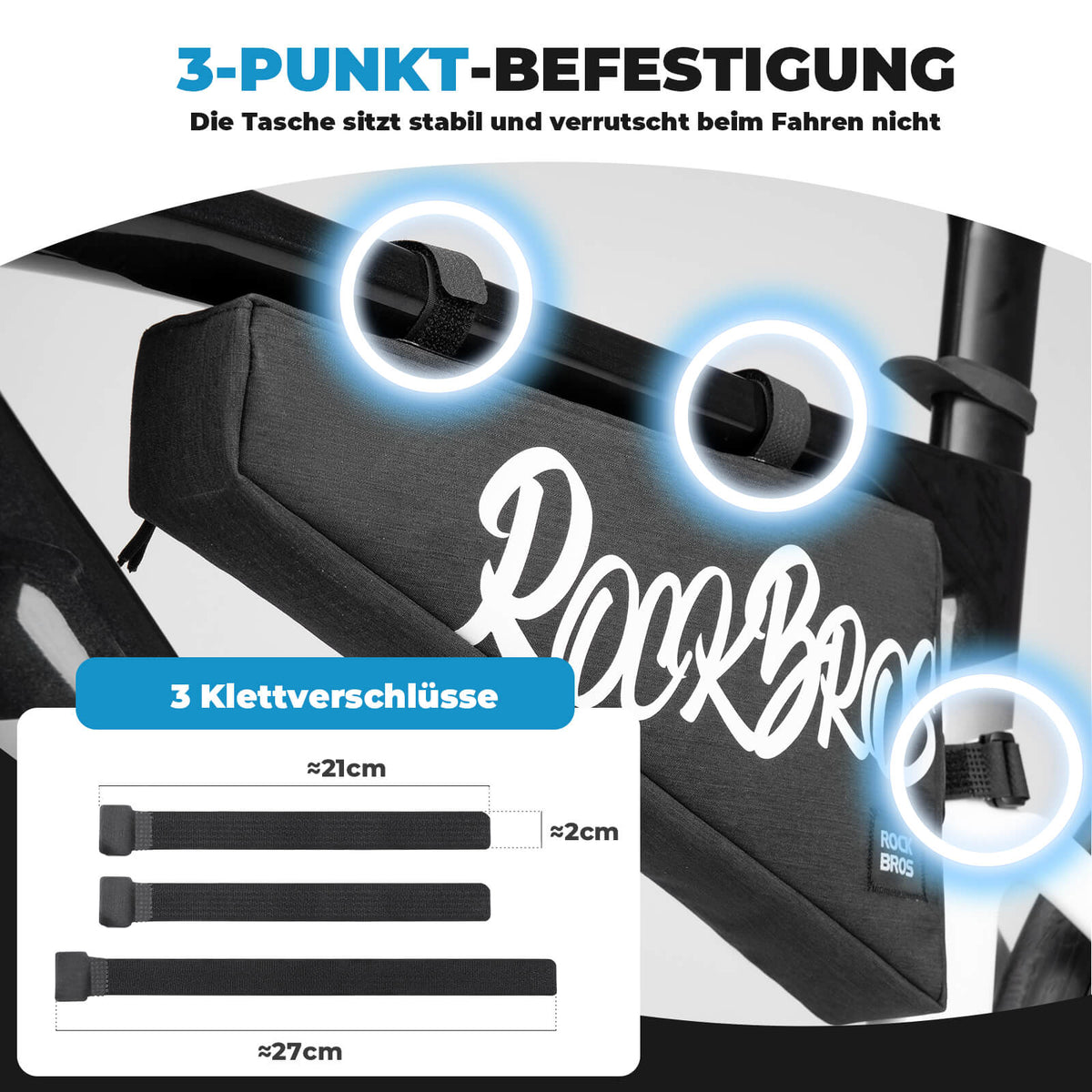 ROCKBROS runkopussi tarranauhakiinnityksellä 1,9L - SketchRide Series