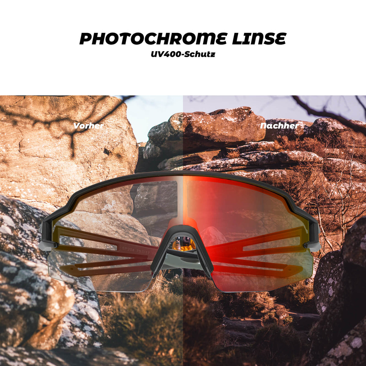 ROCKBROS Pyöräilylasit Fotokromaattiset Aurinkolasit UV400-suoja