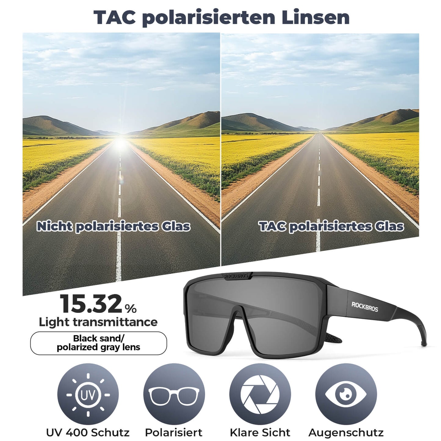 Polarisoidut pyöräilylasit, ulkoiluaurinkolasit, suojalasit, maastopyöräilyyn, ROCKBROS