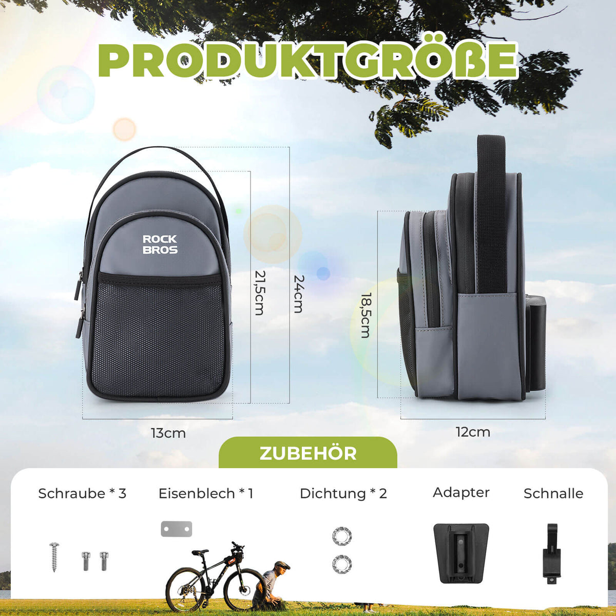 ROCKBROS ohjaustankolaukku taitopyörälle/Bromptonille 1,8L