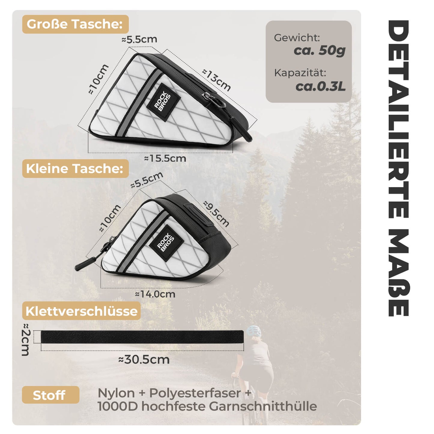 Polkupyörän runkolaukku, kolmionmuotoinen laukku Bromptonille 0.25/0.3L ROCKBROS