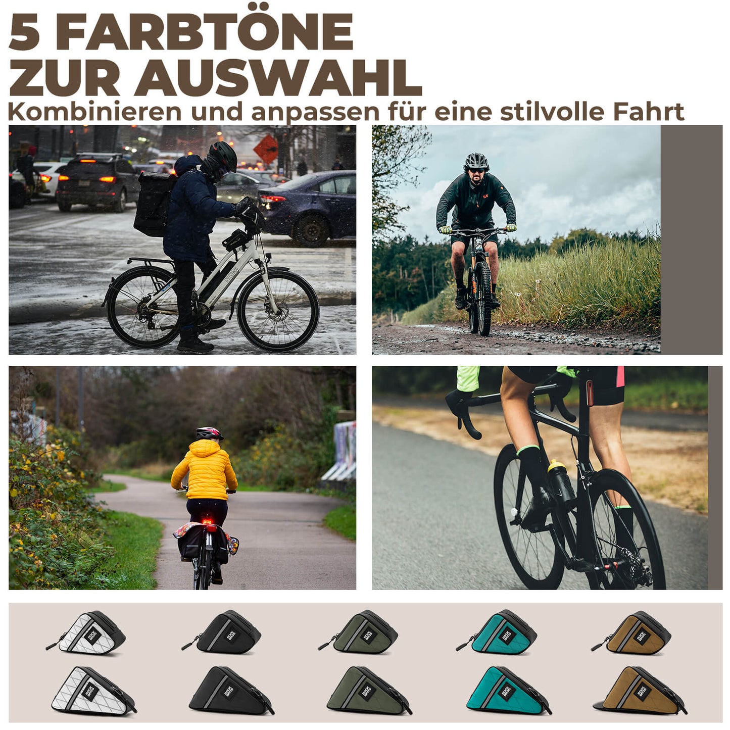 Polkupyörän runkolaukku, kolmionmuotoinen laukku Bromptonille 0.25/0.3L ROCKBROS