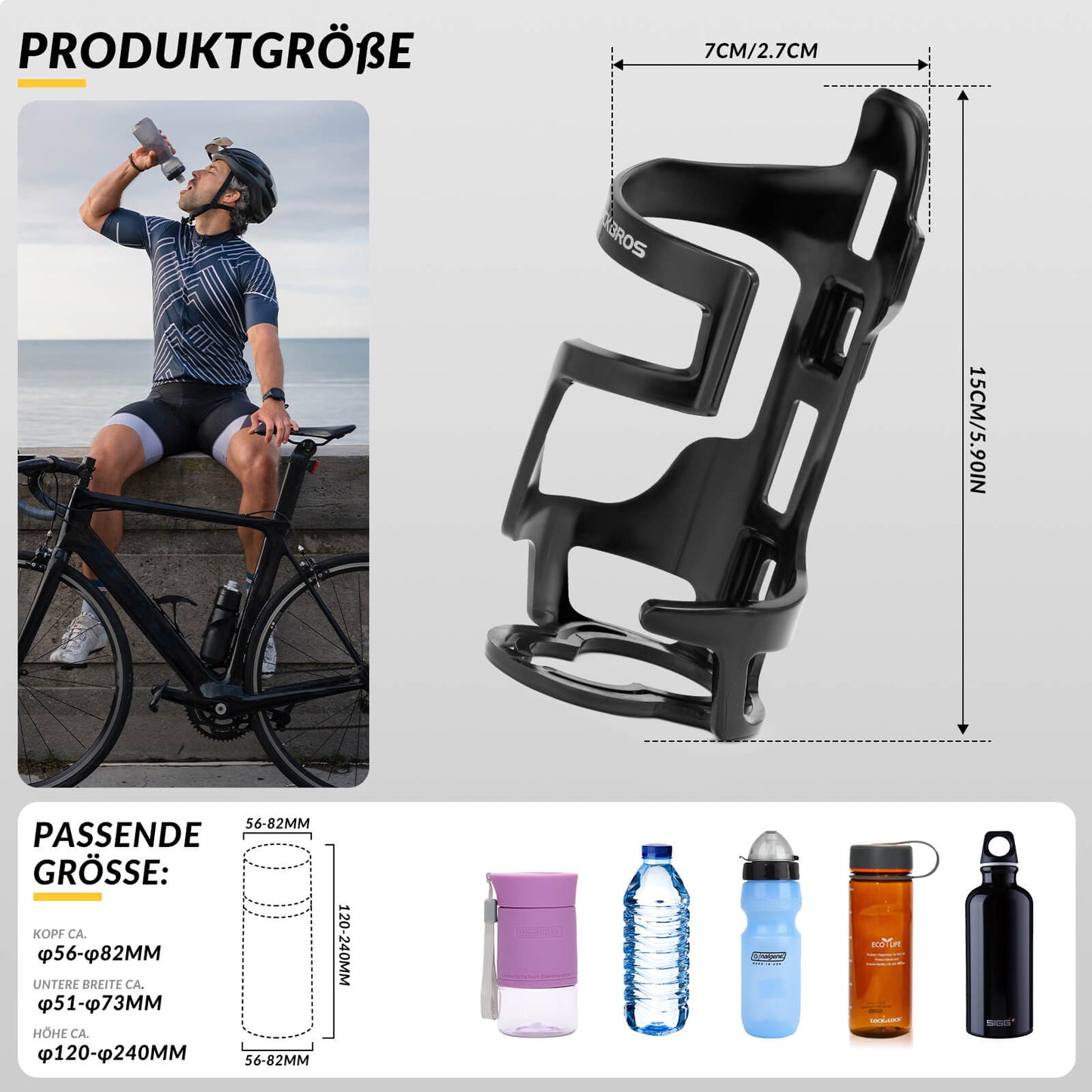 Pullopidike, polkupyörän lisävaruste, kevyt, tukeva, ROCKBROS