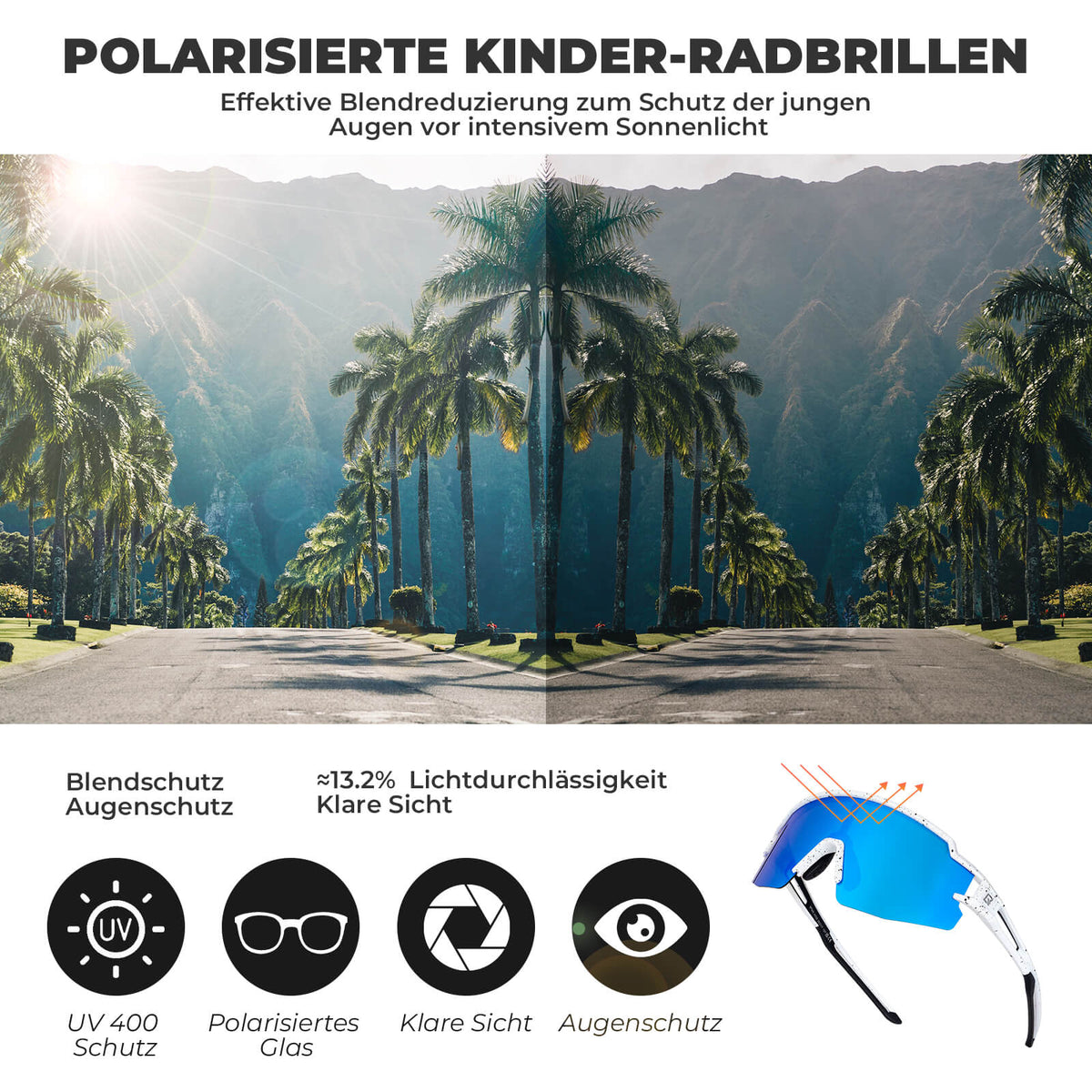 ROCKBROS Polarisoitu urheilu- ja pyöräilylasit lapsille