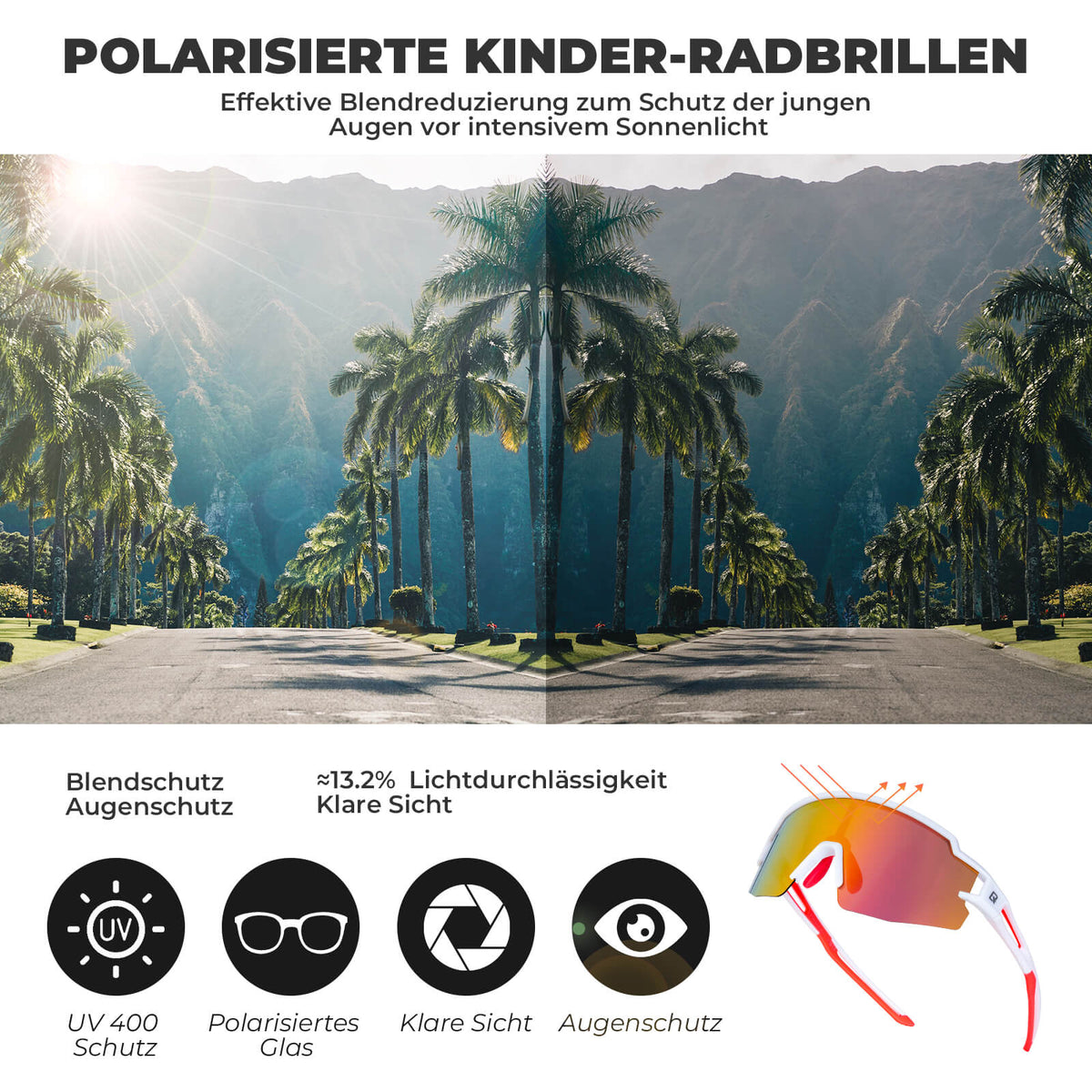 ROCKBROS Polarisoitu urheilu- ja pyöräilylasit lapsille