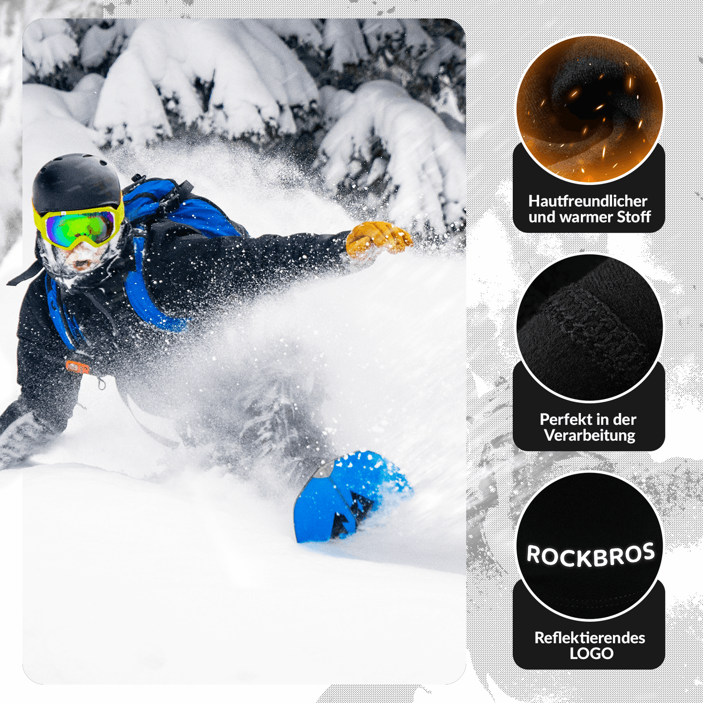 Lasten talvipipo-kasvomaski tytöille/pojille ROCKBROS