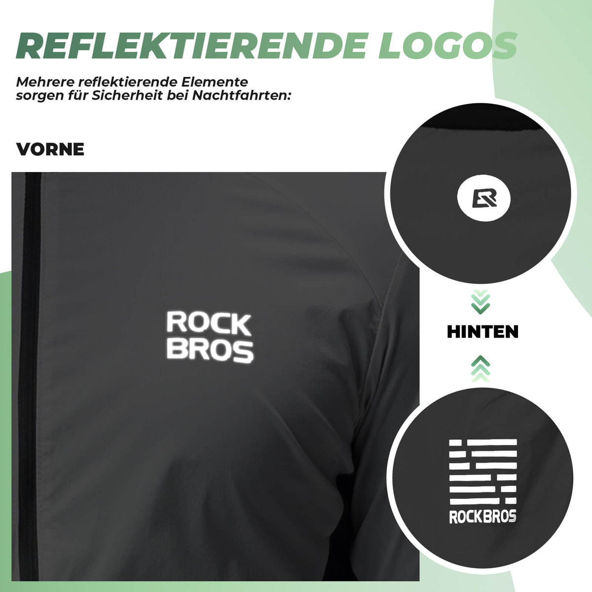 ROCKBROS Kevyt pyöräilytakki Hengittävä Heijastava Harmaa Miehet