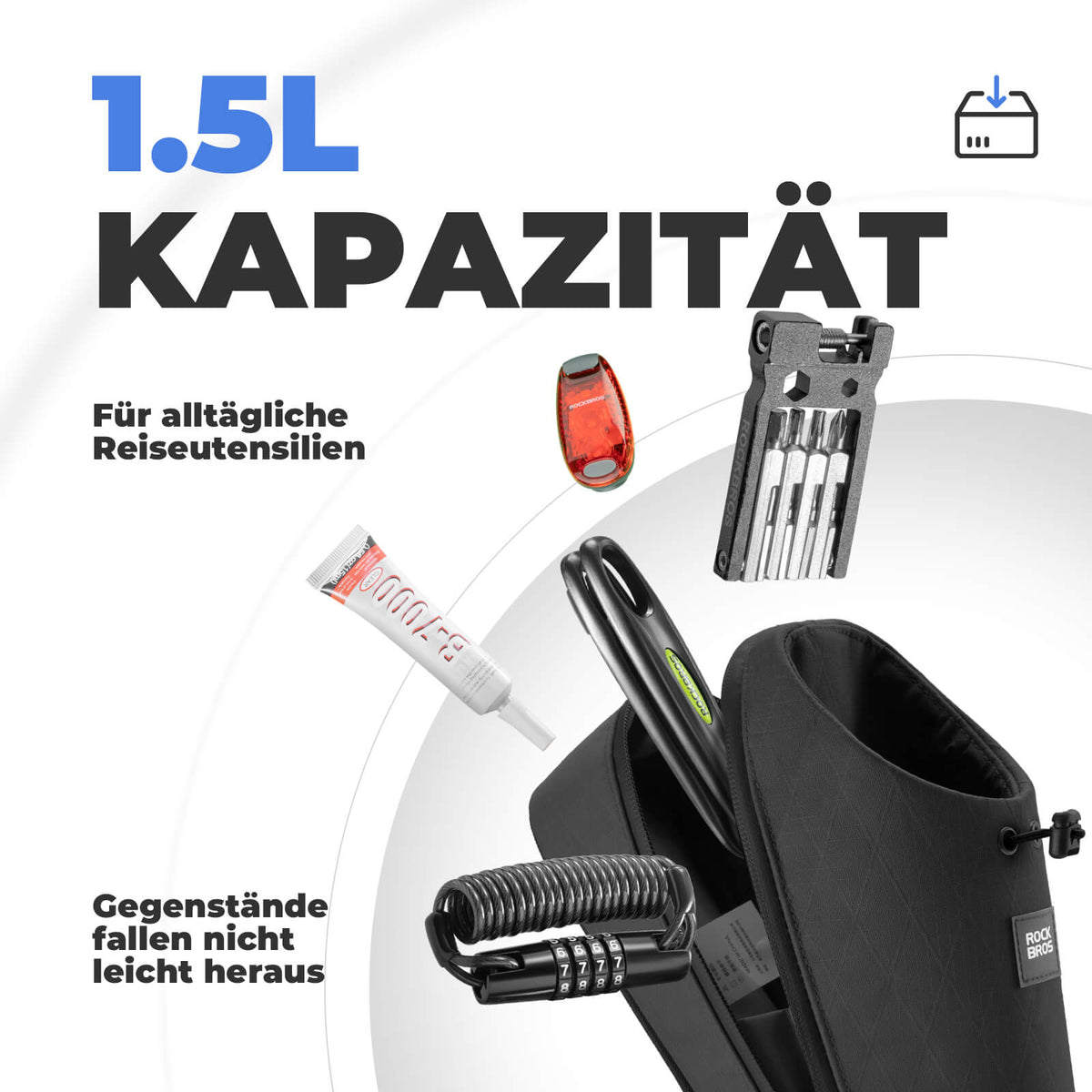 ROCKBROS Pyörän ohjaustanko laukku vesipullo laukku 1.5L juomapulloille Ø7 cm