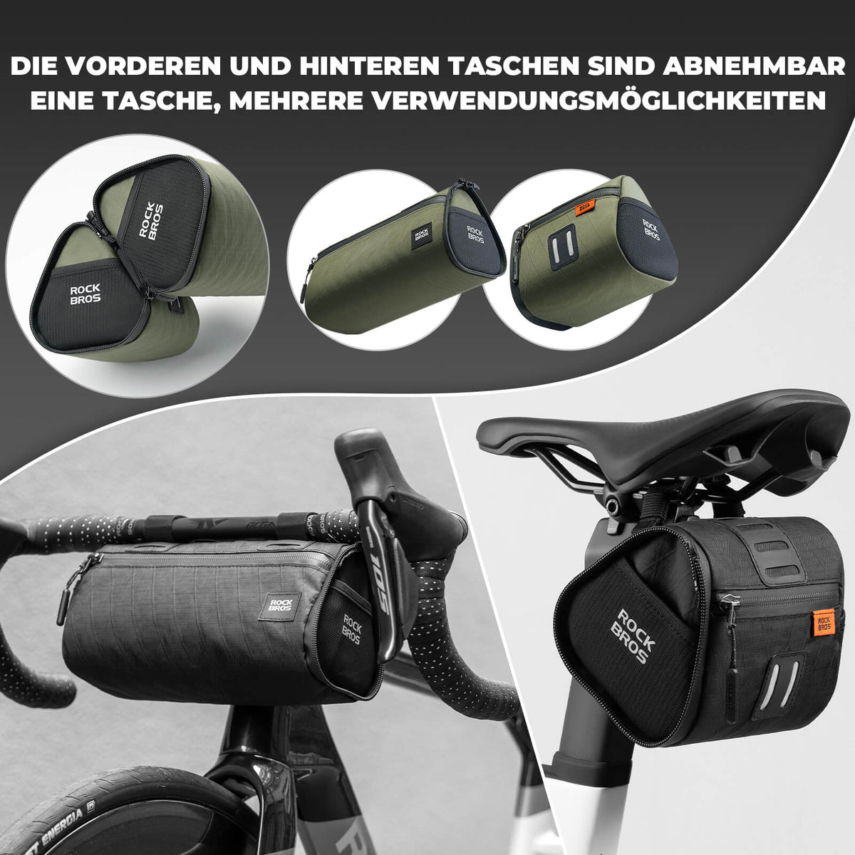 ROCKBROS 2-in-1 pyörälaukkusetti Vettähylkivä