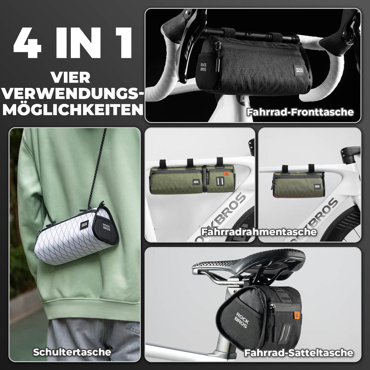 ROCKBROS 2-in-1 pyörälaukkusetti Vettähylkivä